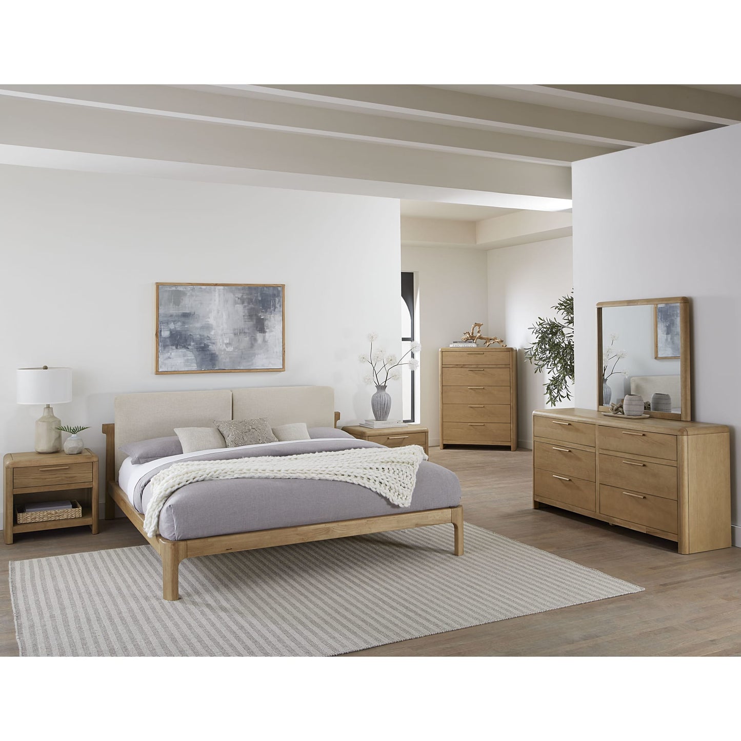 Modus Furano One Drawer One Shelf Ash Wood Nightstand in Ginger
