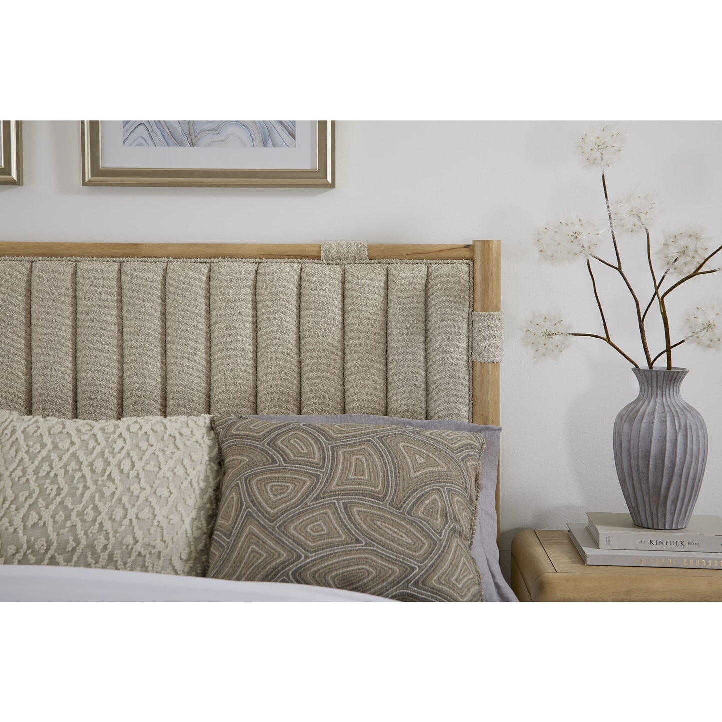 Modus Furano Upholstered Panel Bed in Ginger and Brun Boucle