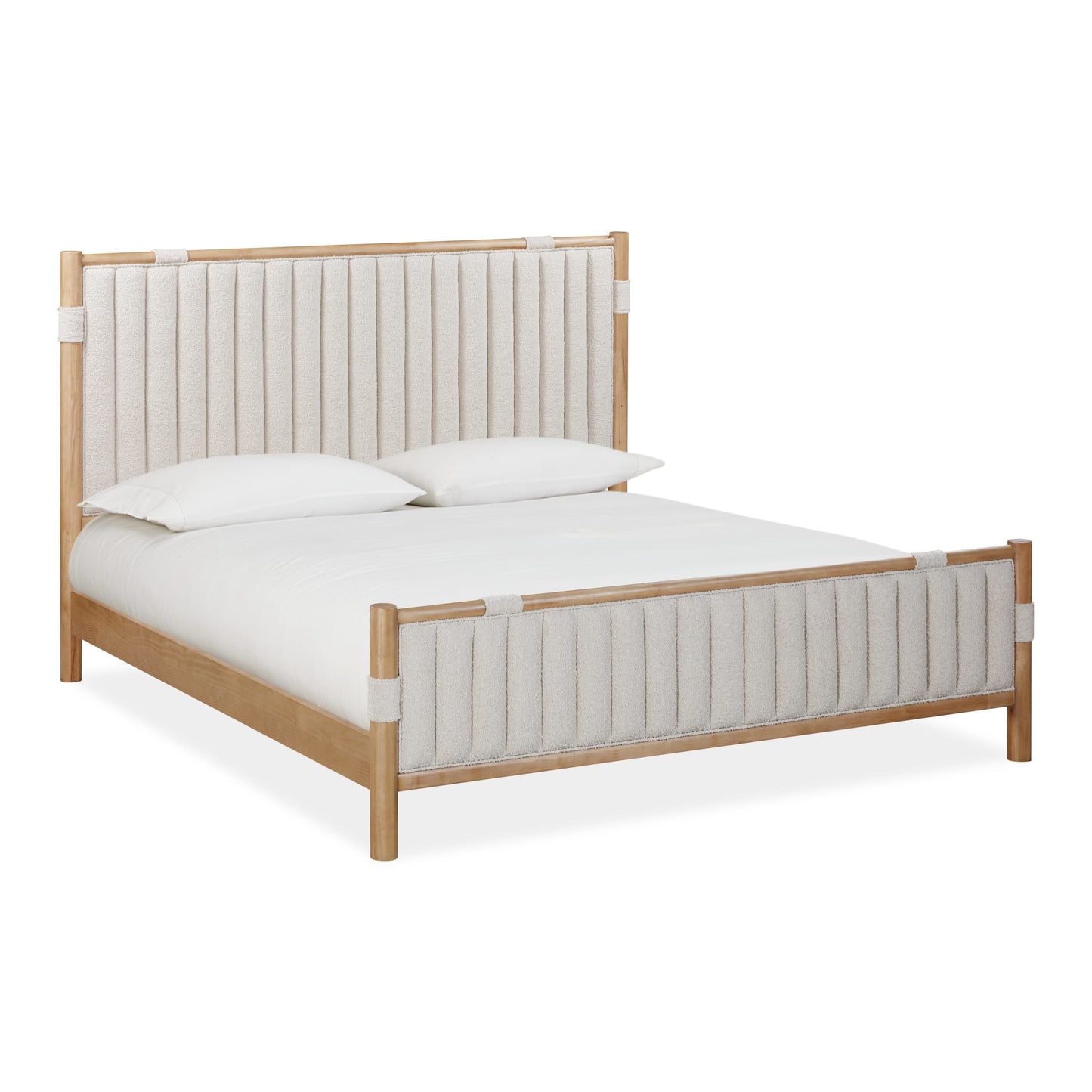 Modus Furano Upholstered Panel Bed in Ginger and Brun Boucle