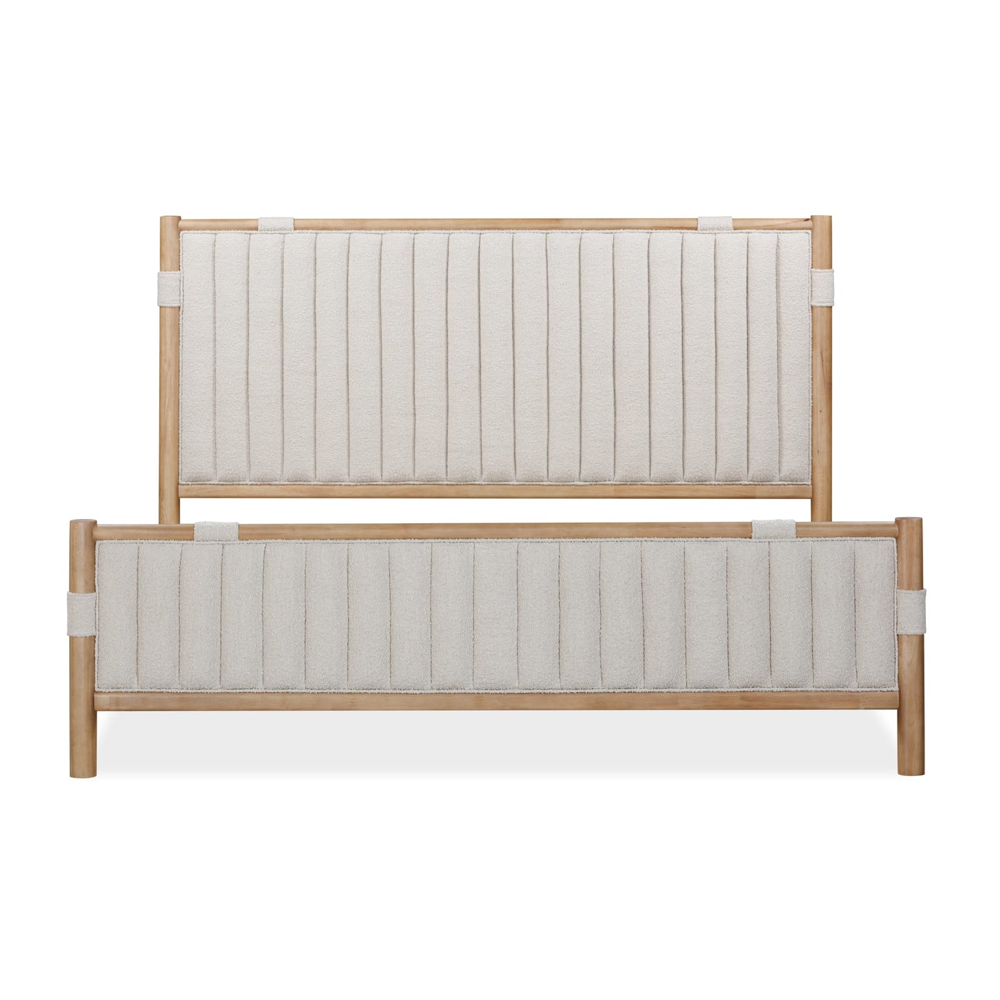 Modus Furano Upholstered Panel Bed in Ginger and Brun Boucle