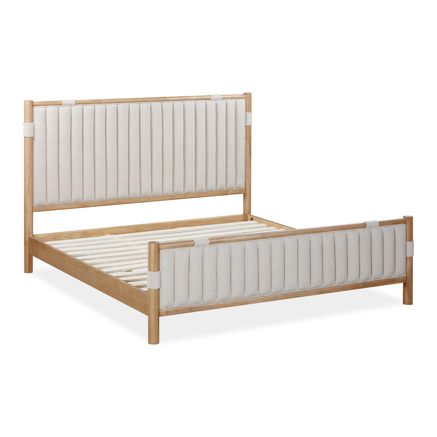 Modus Furano Upholstered Panel Bed in Ginger and Brun Boucle
