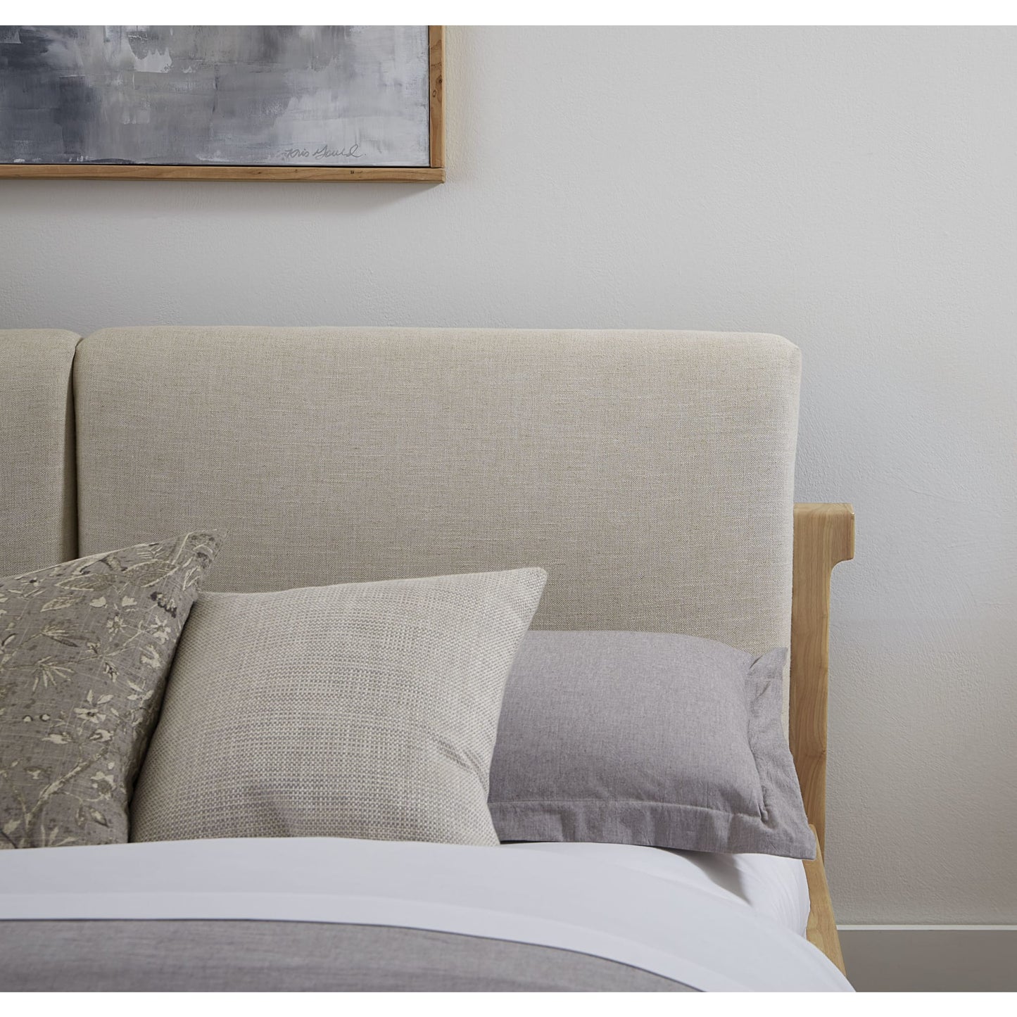 Modus Furano Upholstered Two Cushion Platform Bed in Ginger and Natural Linen