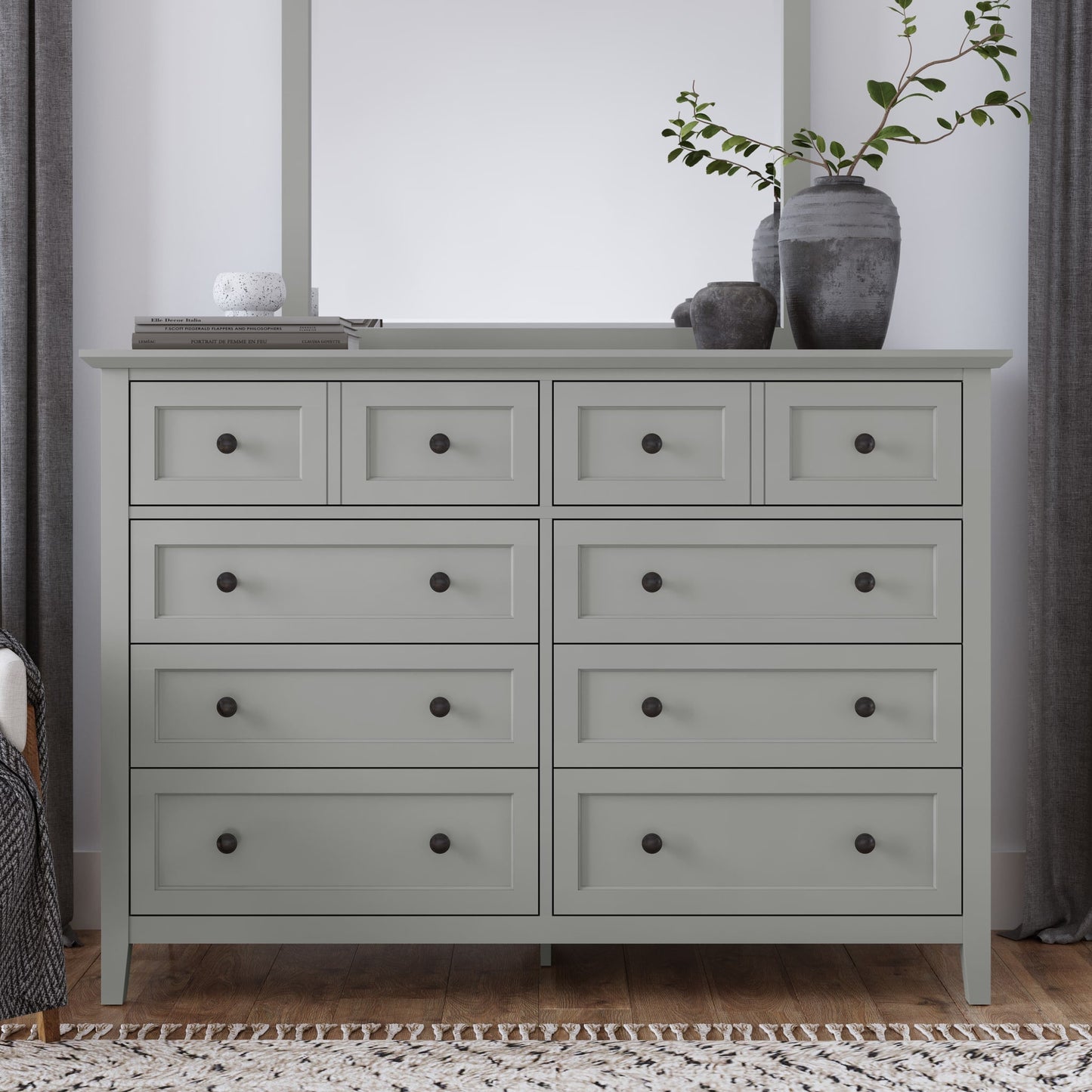 Modus Grace Eight Drawer Dresser in Elephant Gray