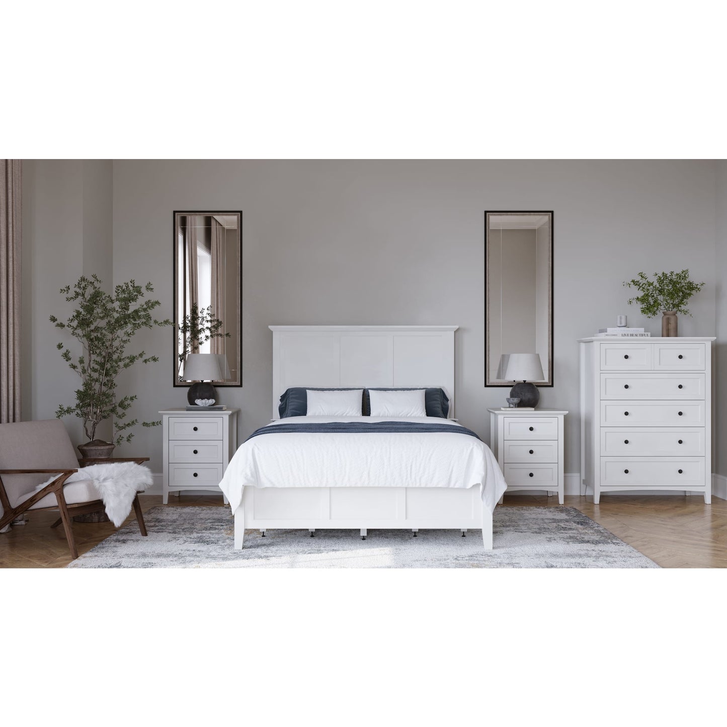 Modus Modus Modus Grace Five Drawer Chest in Snowfall White