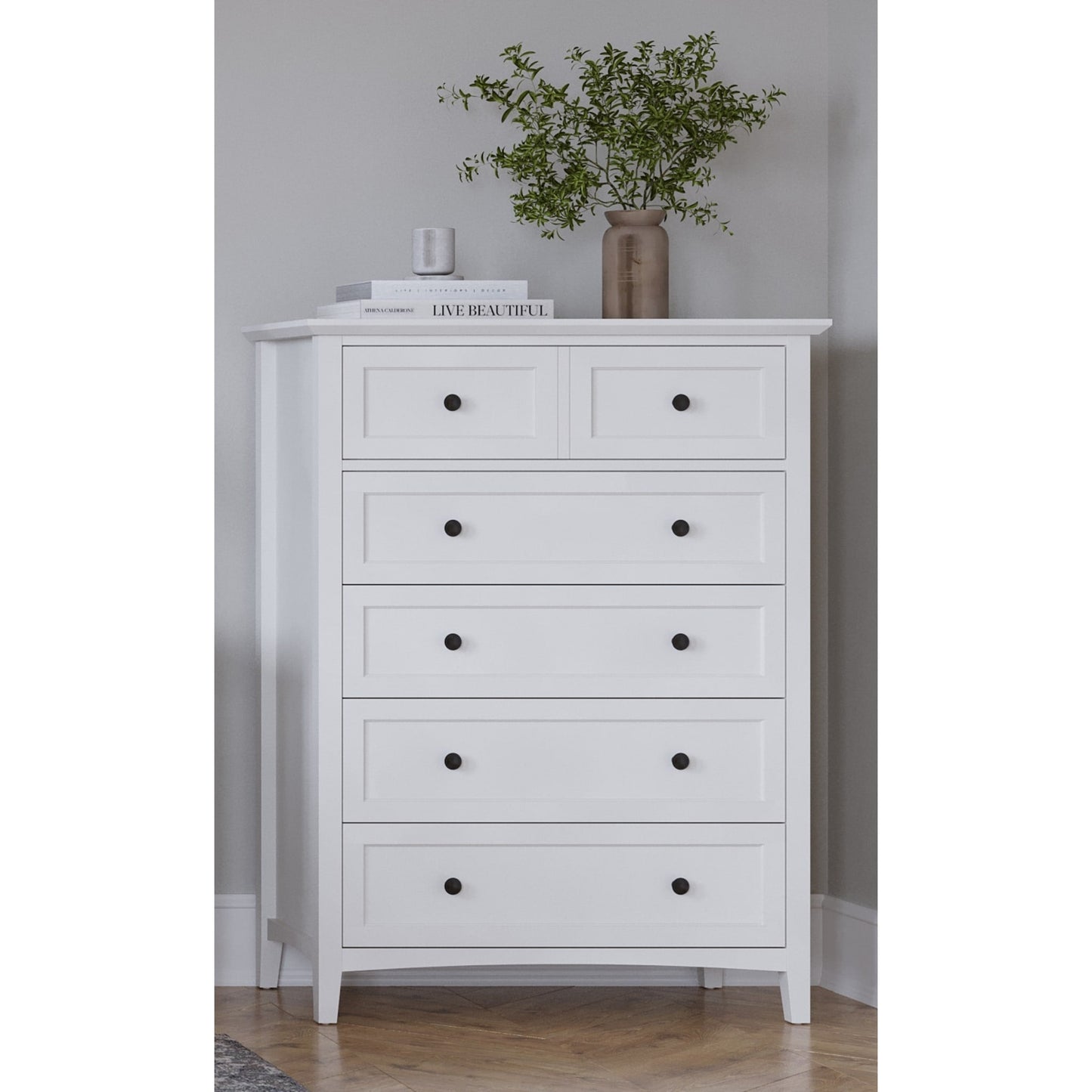 Modus Modus Modus Grace Five Drawer Chest in Snowfall White