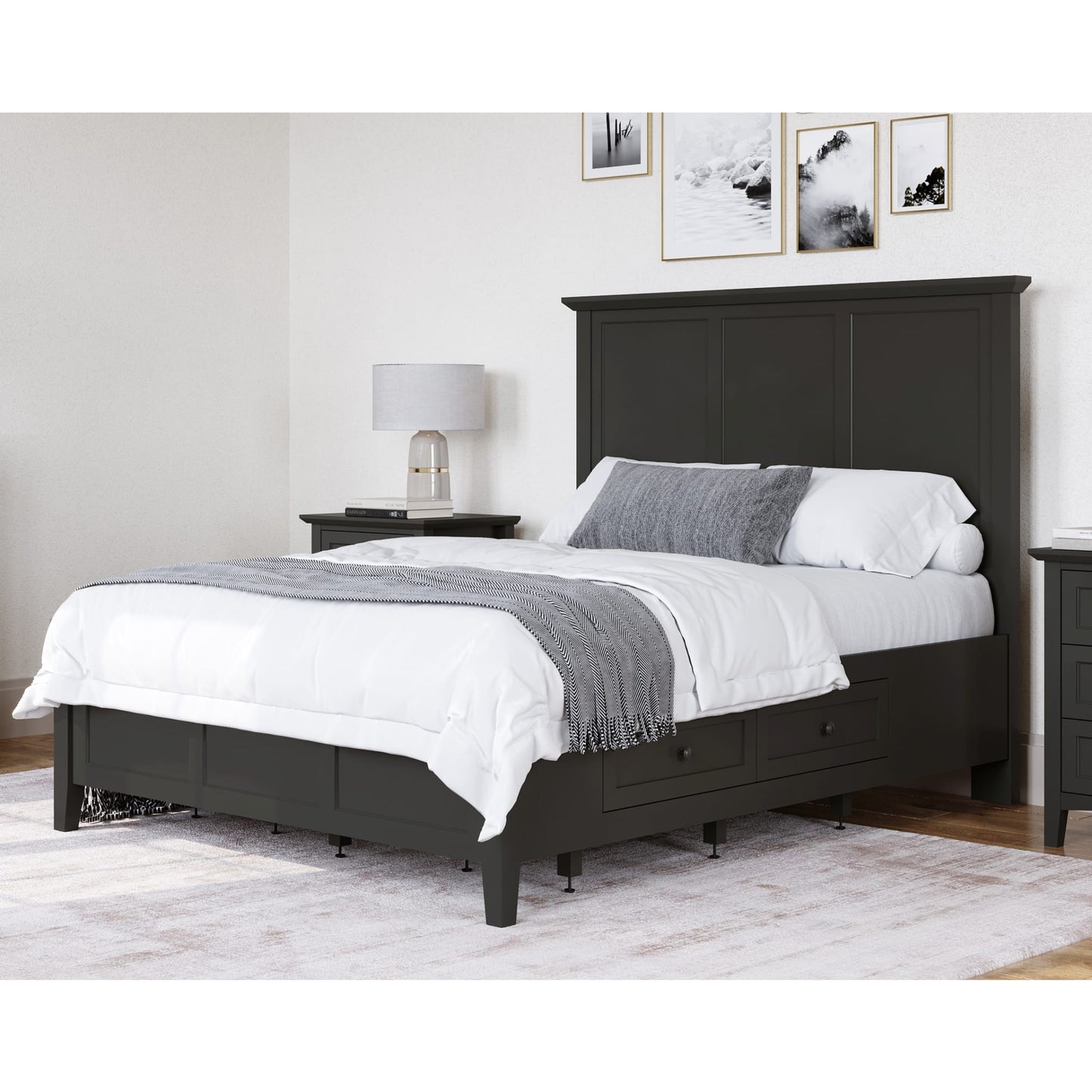 Modus Grace Four Drawer Platform Storage Bed in Raven Black