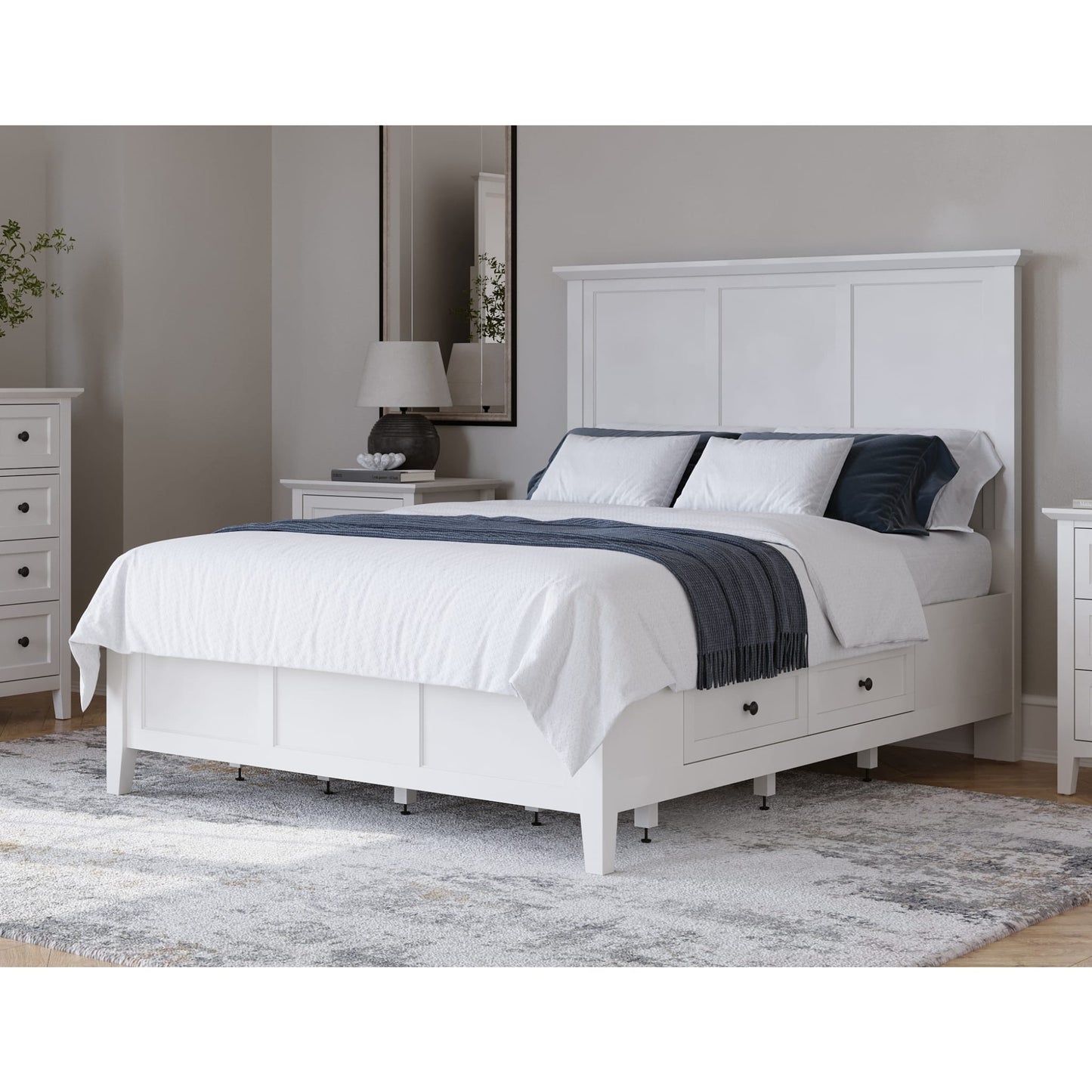 Modus Grace Four Drawer Platform Storage Bed in Snowfall White