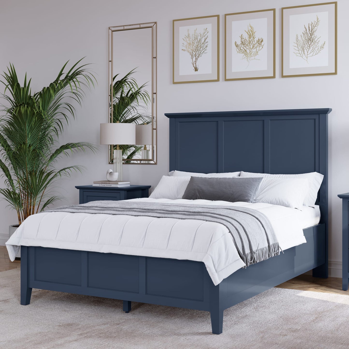 Modus Grace Three Panel Bed in Blueberry