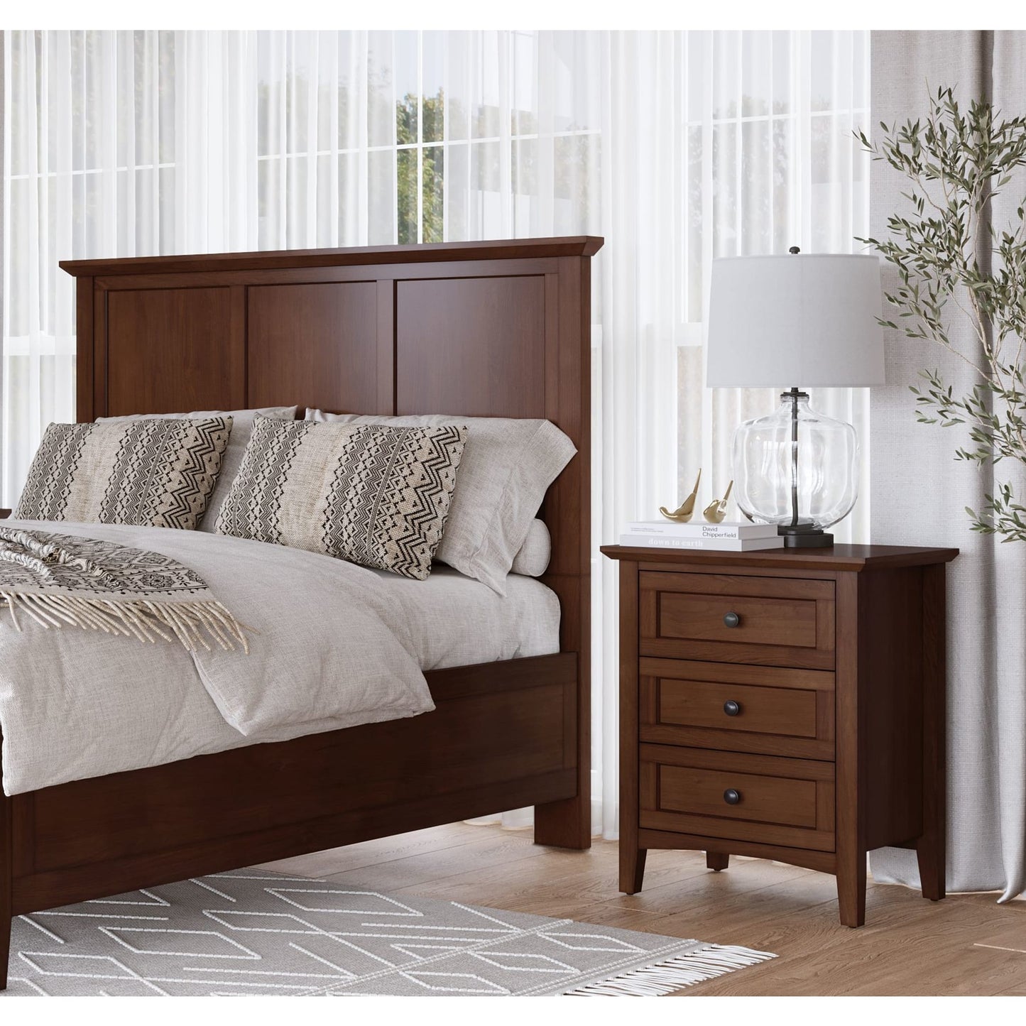 Modus Grace Three Panel Bed in Dark Mocha
