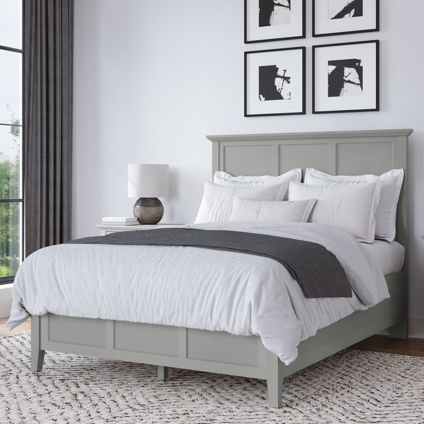 Modus Grace Three Panel Bed in Elephant Grey