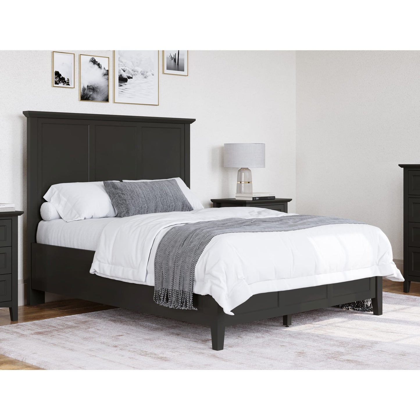 Modus Grace Three Panel Bed in Raven Black