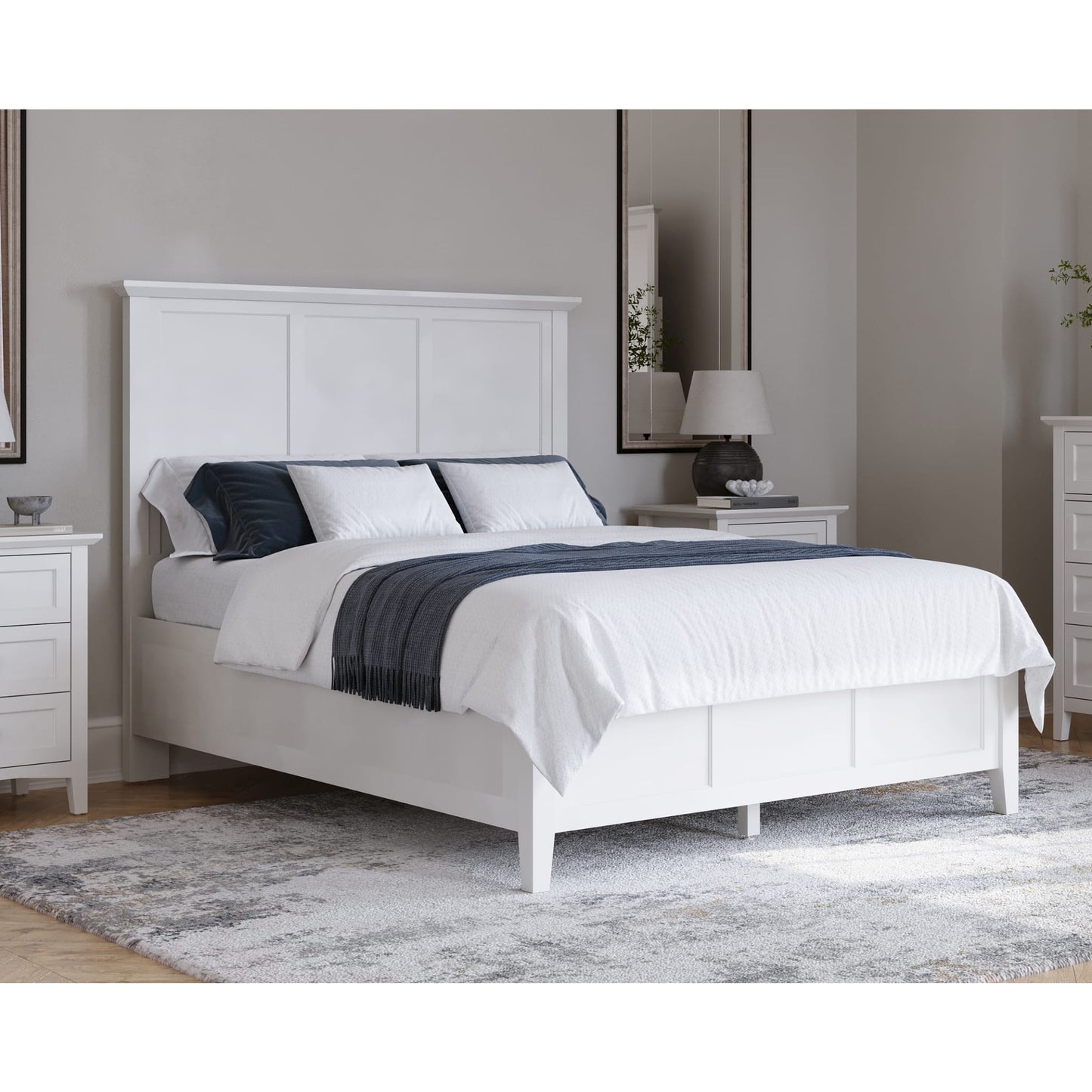 Modus Grace Three Panel Bed in Snowfall White