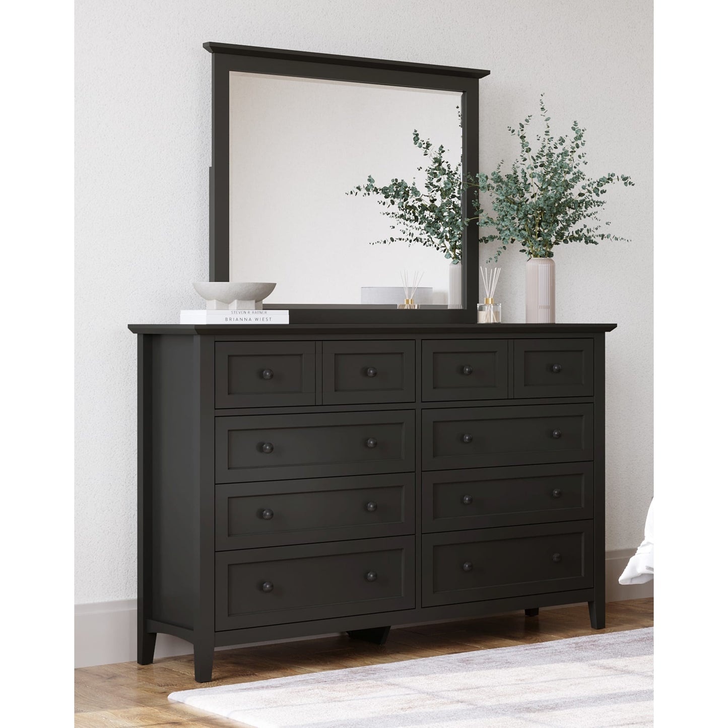 Modus Grace Wall or Dresser Mirror in Raven Black