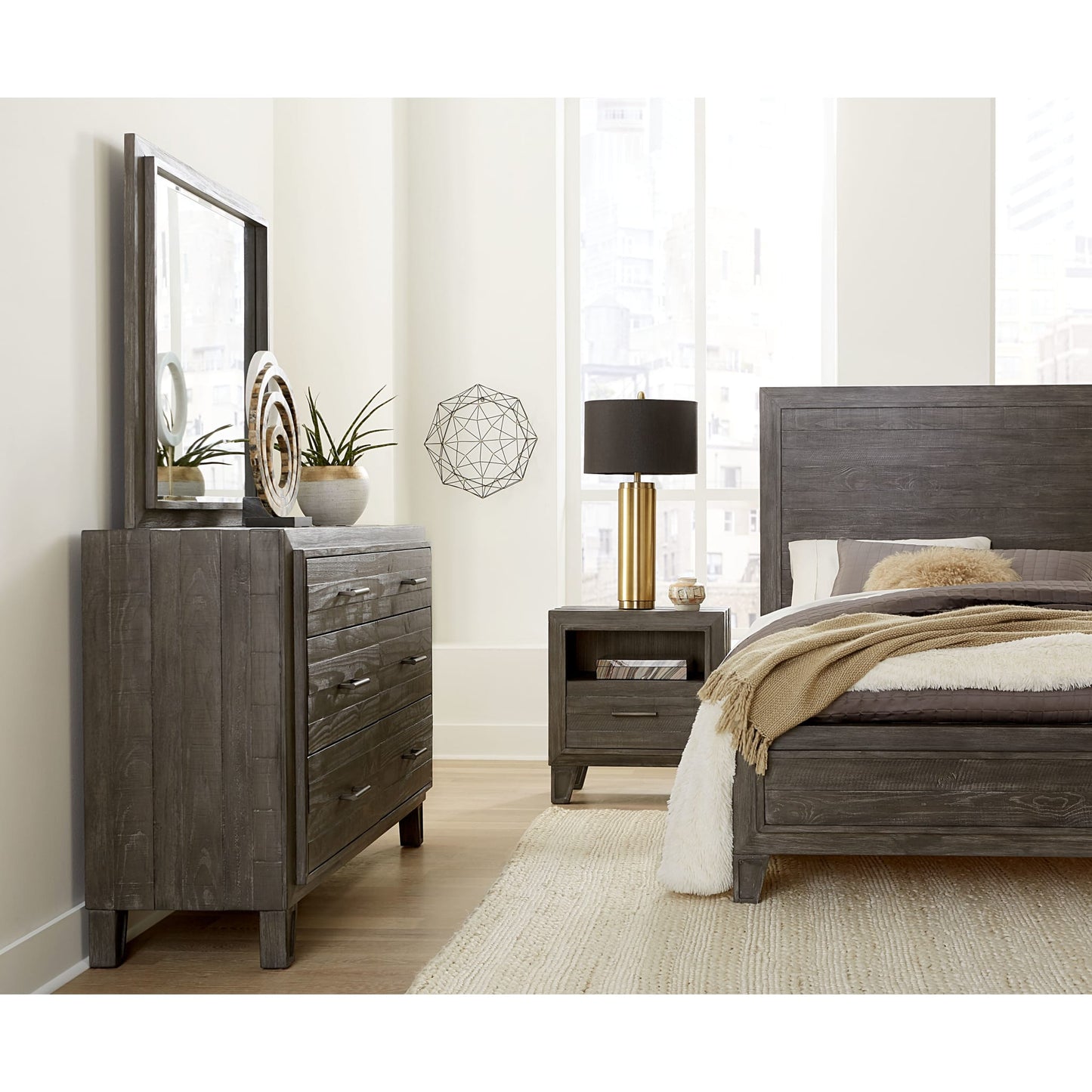 Modus Hadley Solid Wood Panel Bed in Onyx