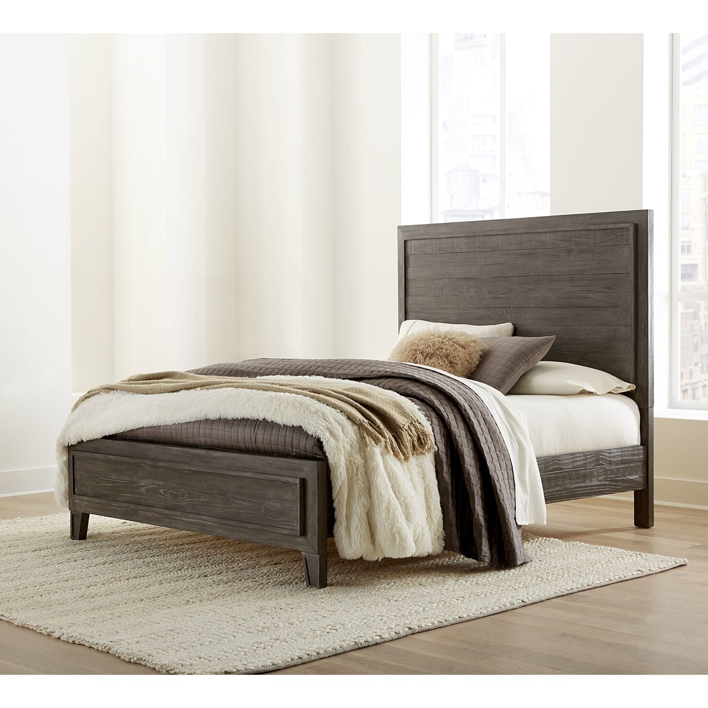 Modus Hadley Solid Wood Panel Bed in Onyx