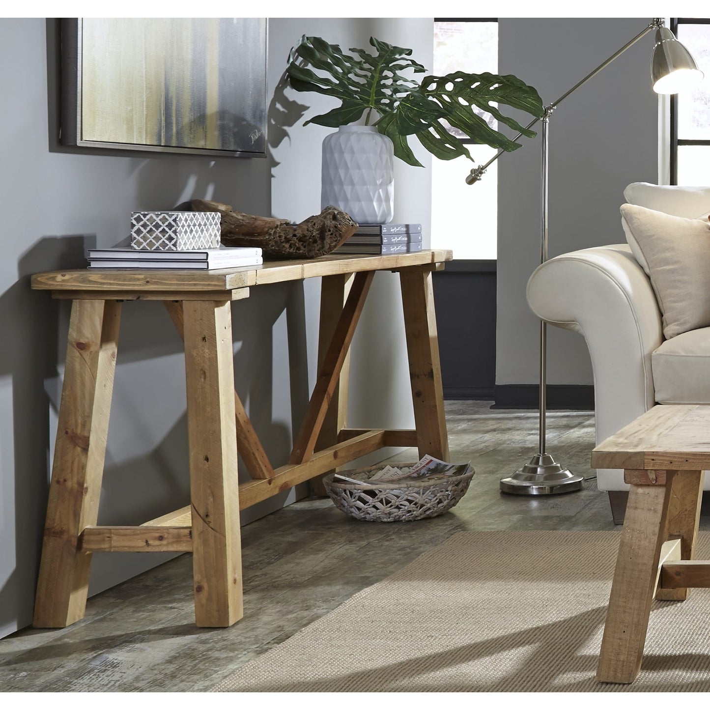 Modus Harby Reclaimed Wood Console Table in Rustic Tawny