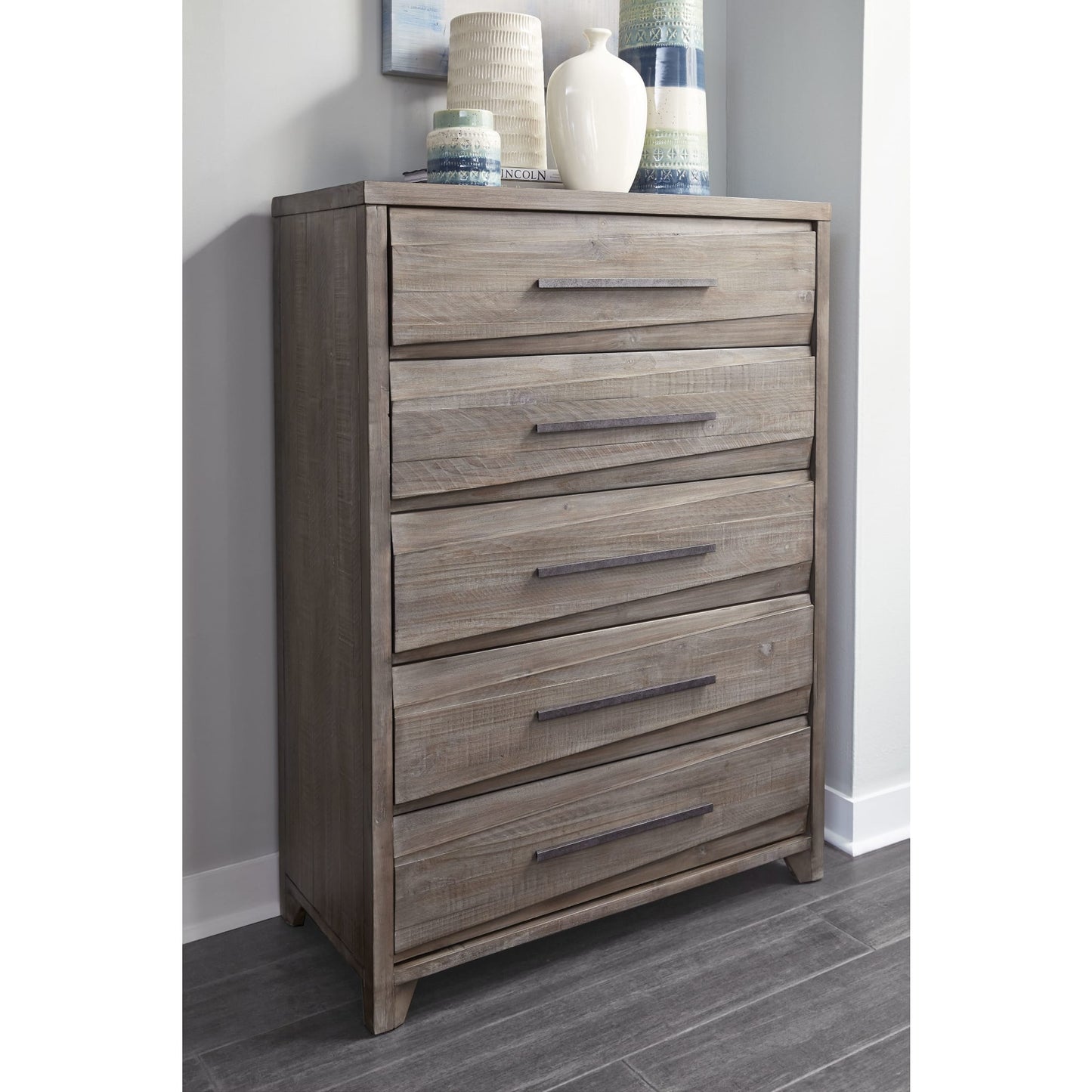 Modus Modus Modus Hearst Solid Wood Five Drawer Chest in Sahara Tan