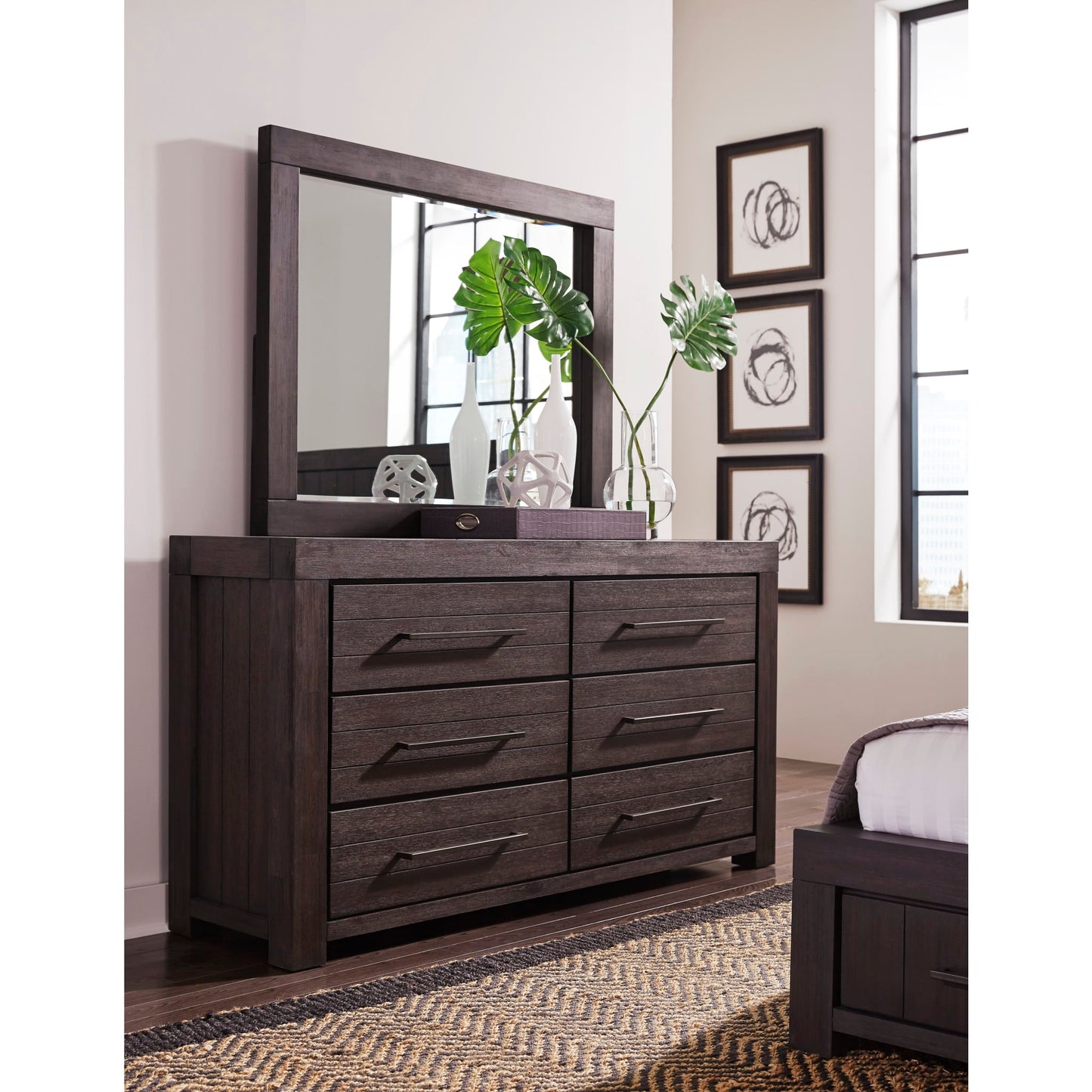 Modus Heath Six Drawer Dresser in Basalt Grey