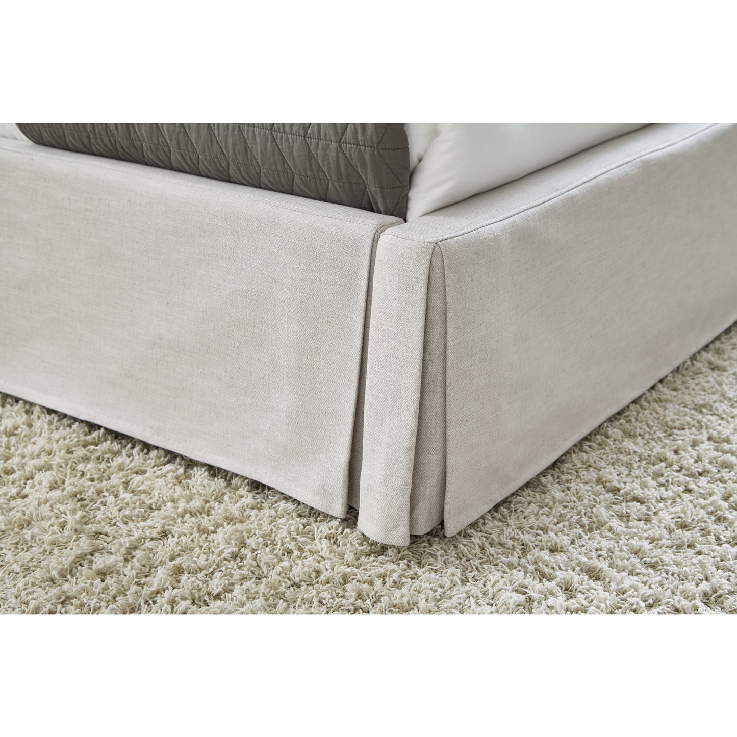 Modus Hera Upholstered Skirted Panel Bed in Oatmeal