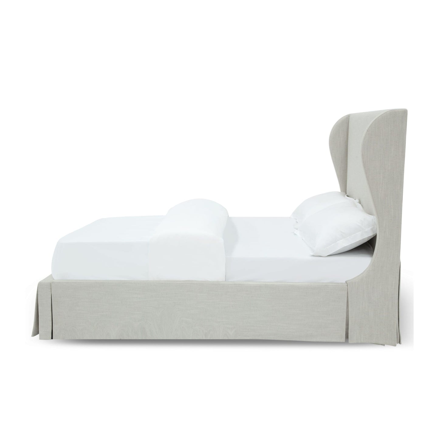 Modus Hera Upholstered Skirted Panel Bed in Oatmeal