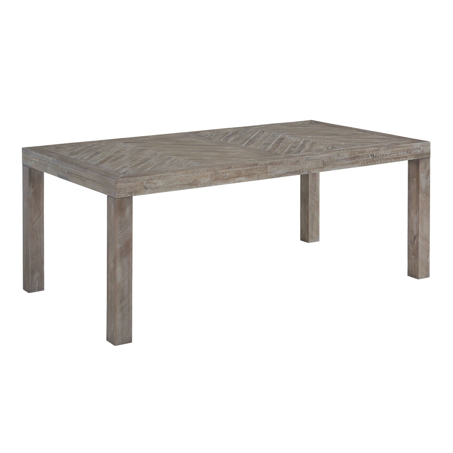 Modus Herringbone Solid Wood Rectangular Dining Table in Rustic Latte