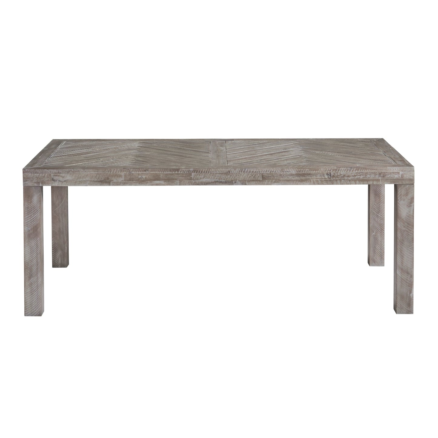 Modus Herringbone Solid Wood Rectangular Dining Table in Rustic Latte