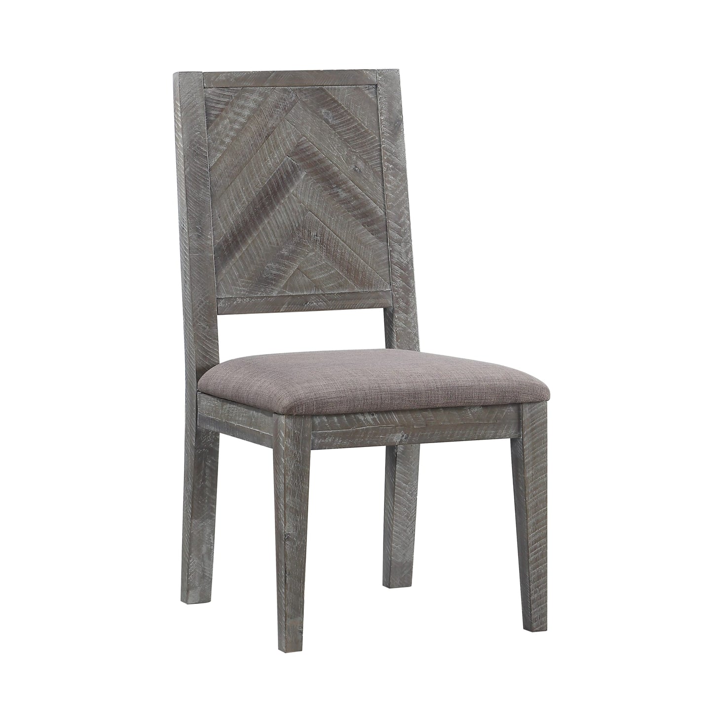 Modus Herringbone Solid Wood Upholstered Dining Chair in Rustic Latte