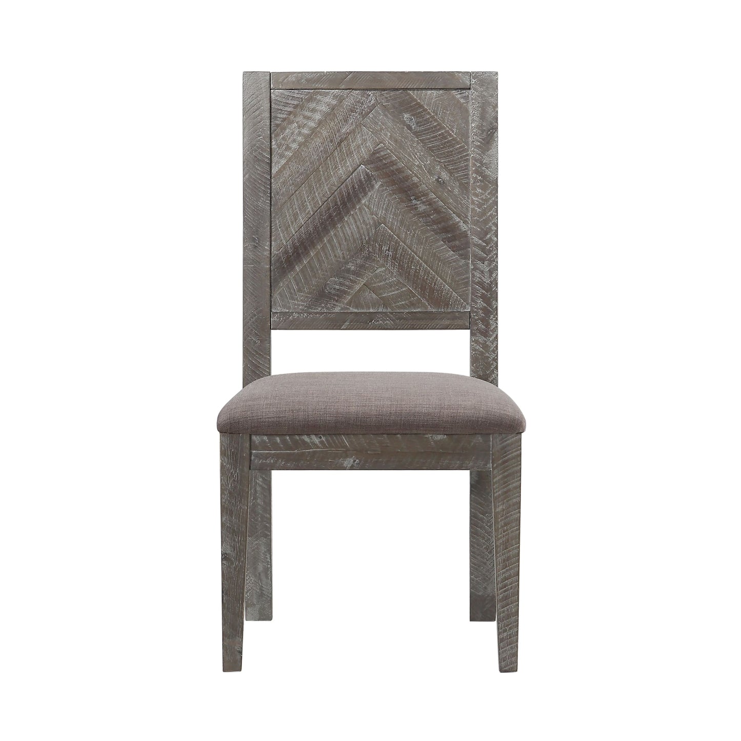 Modus Herringbone Solid Wood Upholstered Dining Chair in Rustic Latte