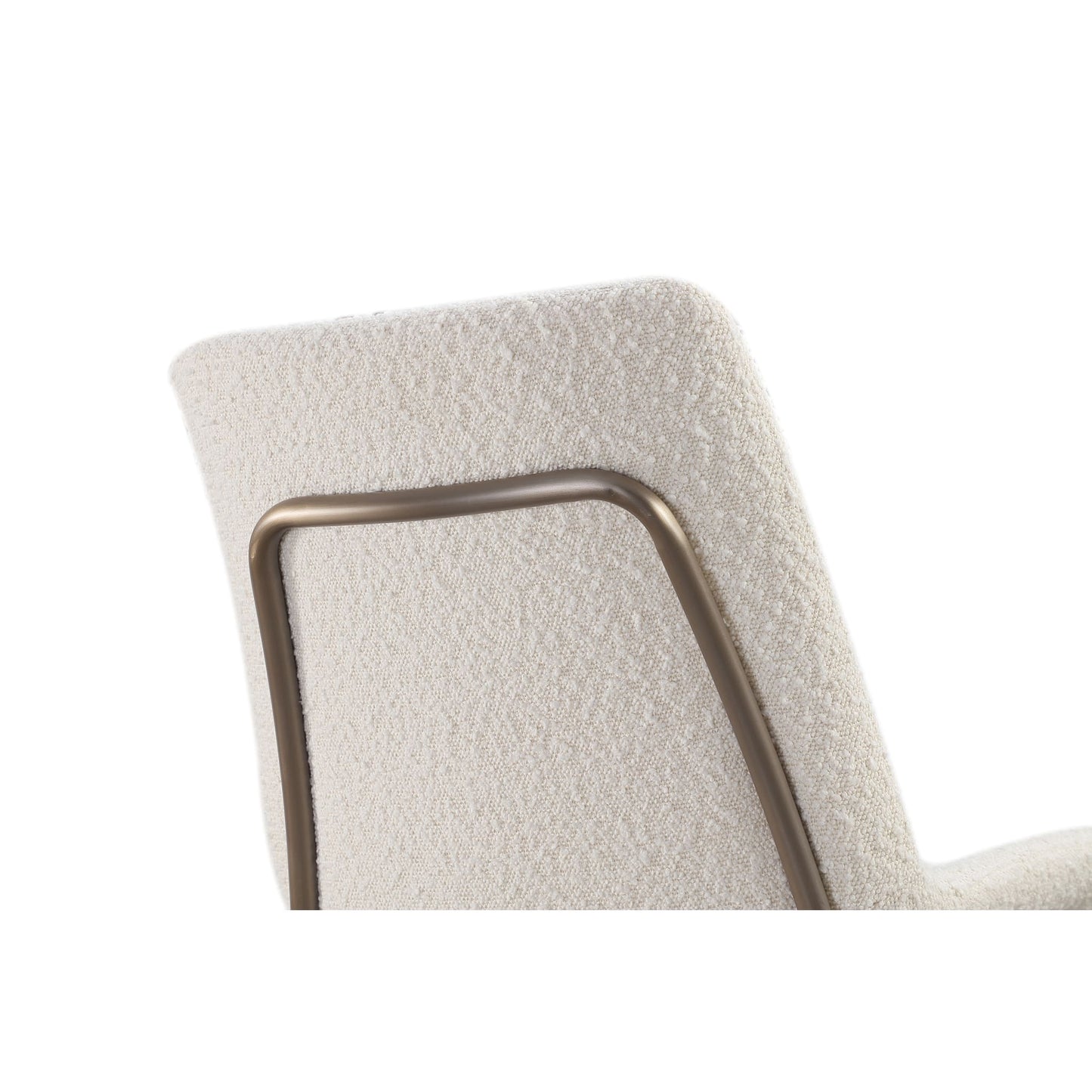 Modus Jade Upholstered Dining Chair in Cottage Cheese Boucle and Brushed Nickel Metal