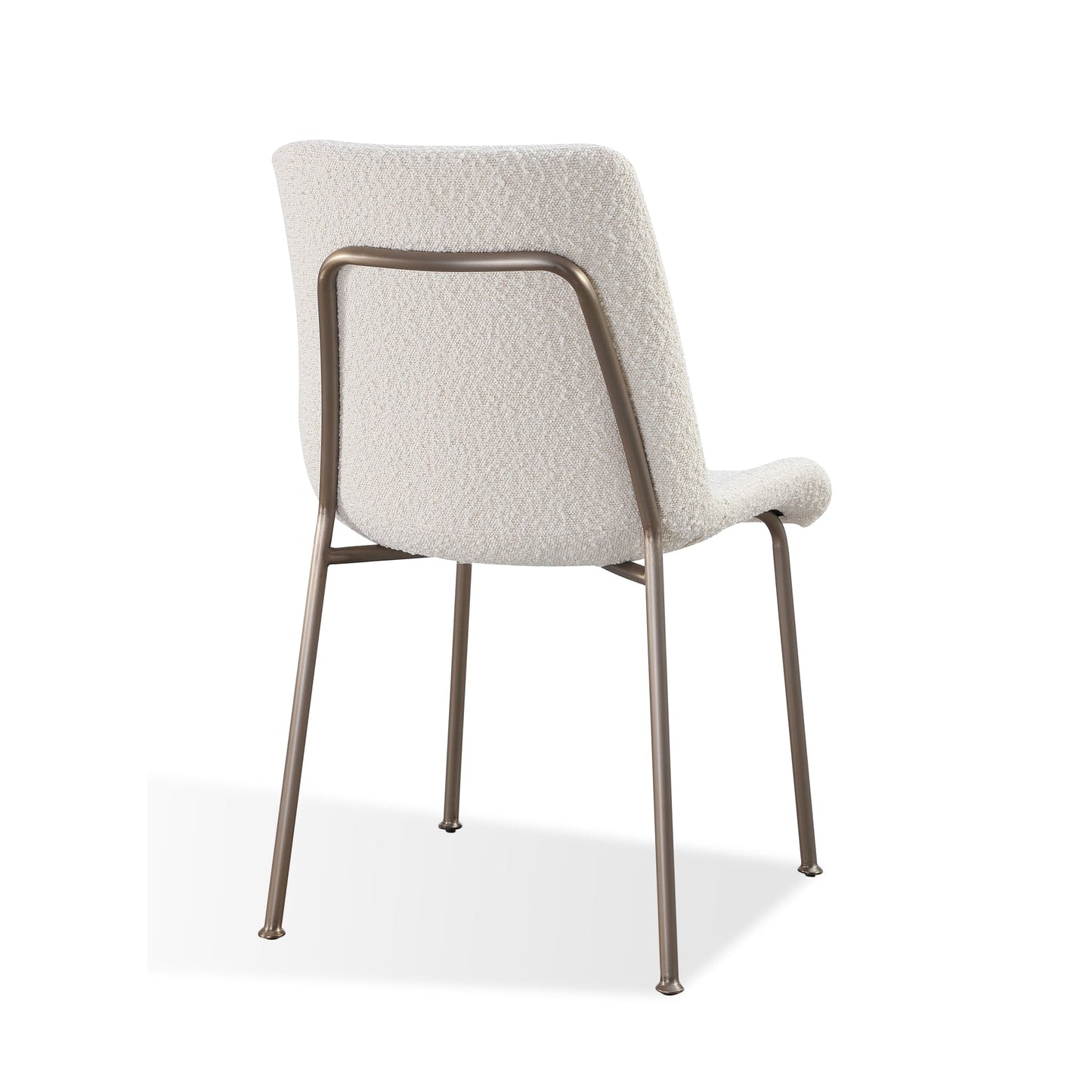 Modus Jade Upholstered Dining Chair in Cottage Cheese Boucle and Brushed Nickel Metal