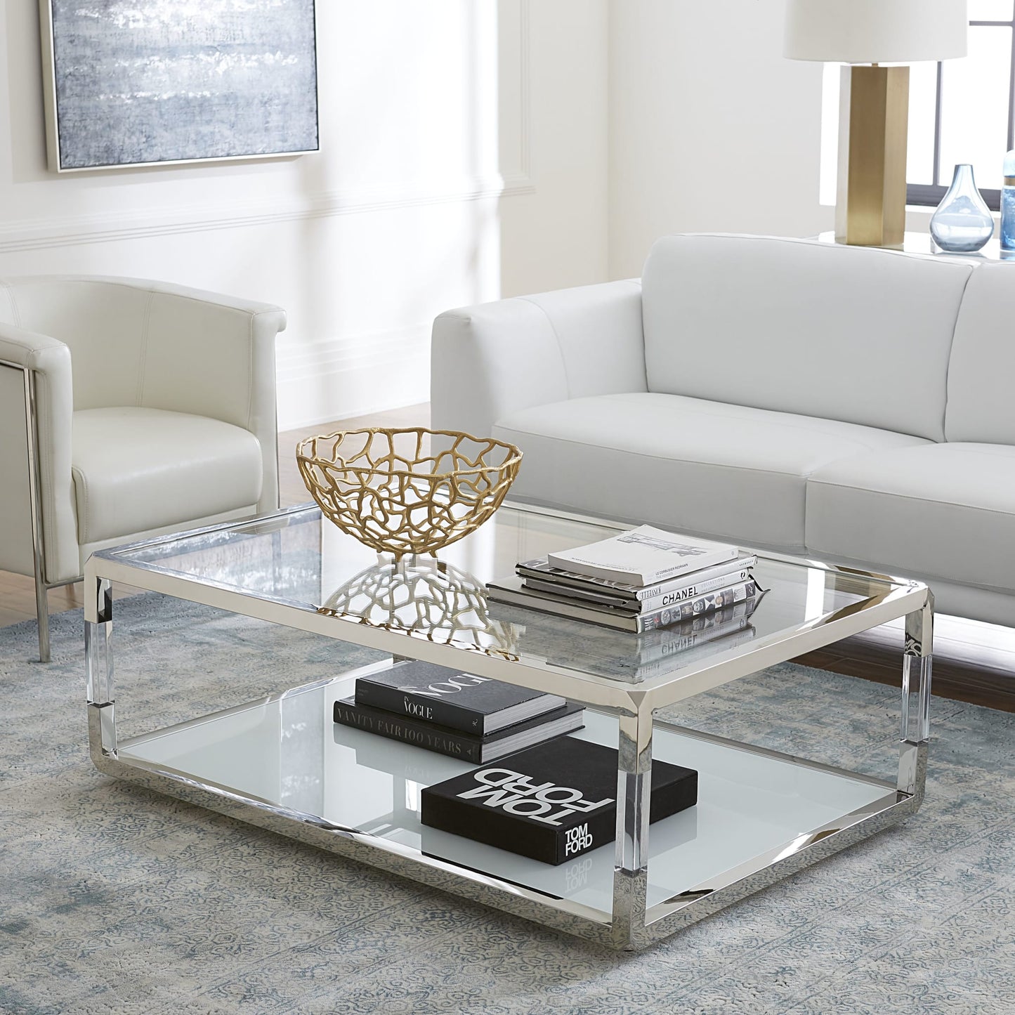 Modus Modus Jasper Coffee Table in Acrylic White Glass PSS
