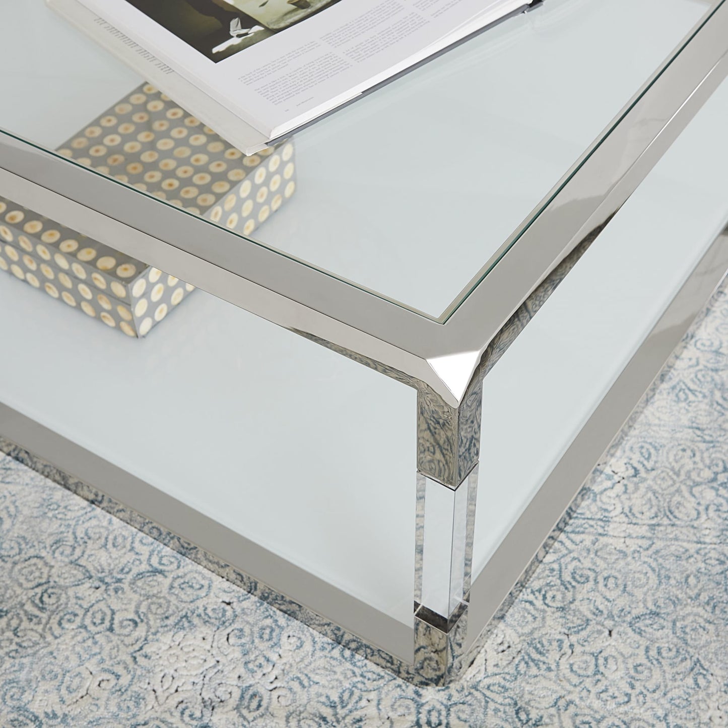 Modus Jasper Console Table in Acrylic/White Glass/PSS