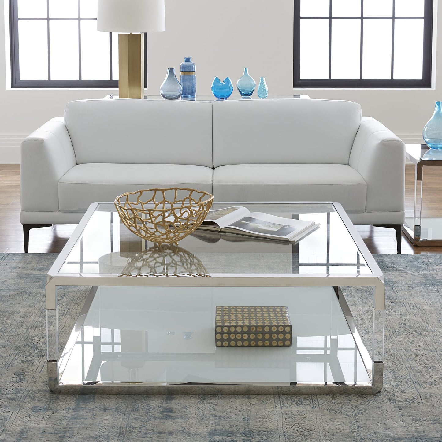 Modus Modus Jasper Square Coffee Table in Acrylic White Glass PSS