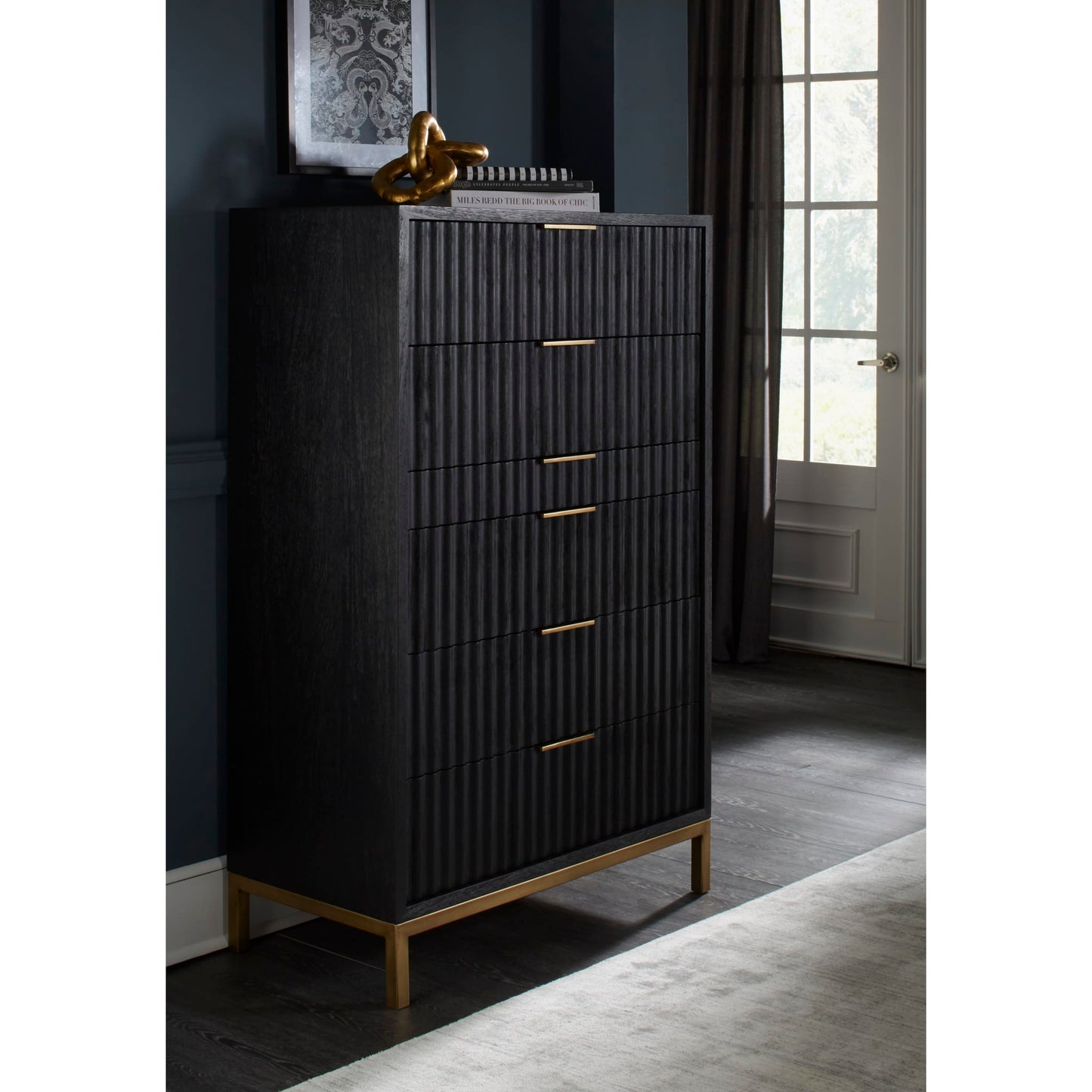 Modus Modus Modus Kentfield Solid Wood Six Drawer Chest in Black Drifted Oak