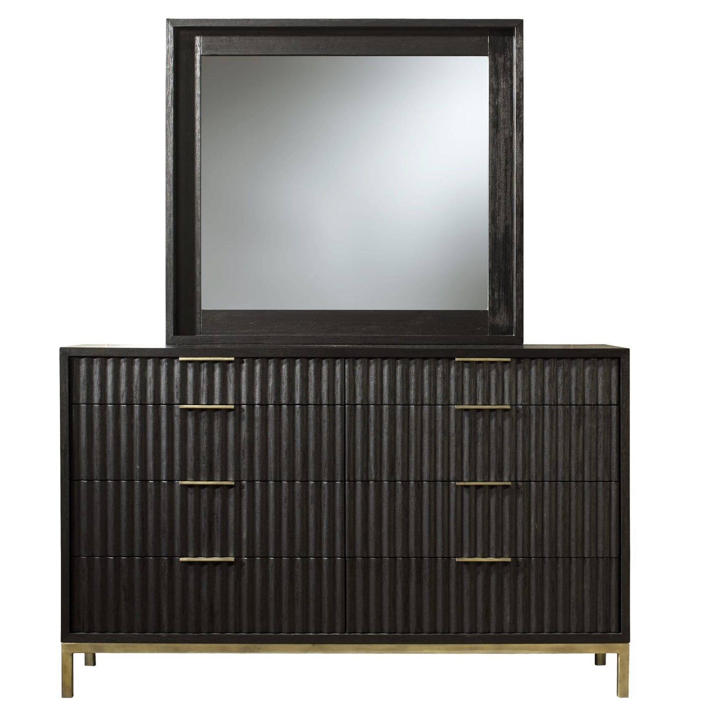 Modus Kentifield Solid Wood Eight Drawer Dresser in Black Drifted Oak