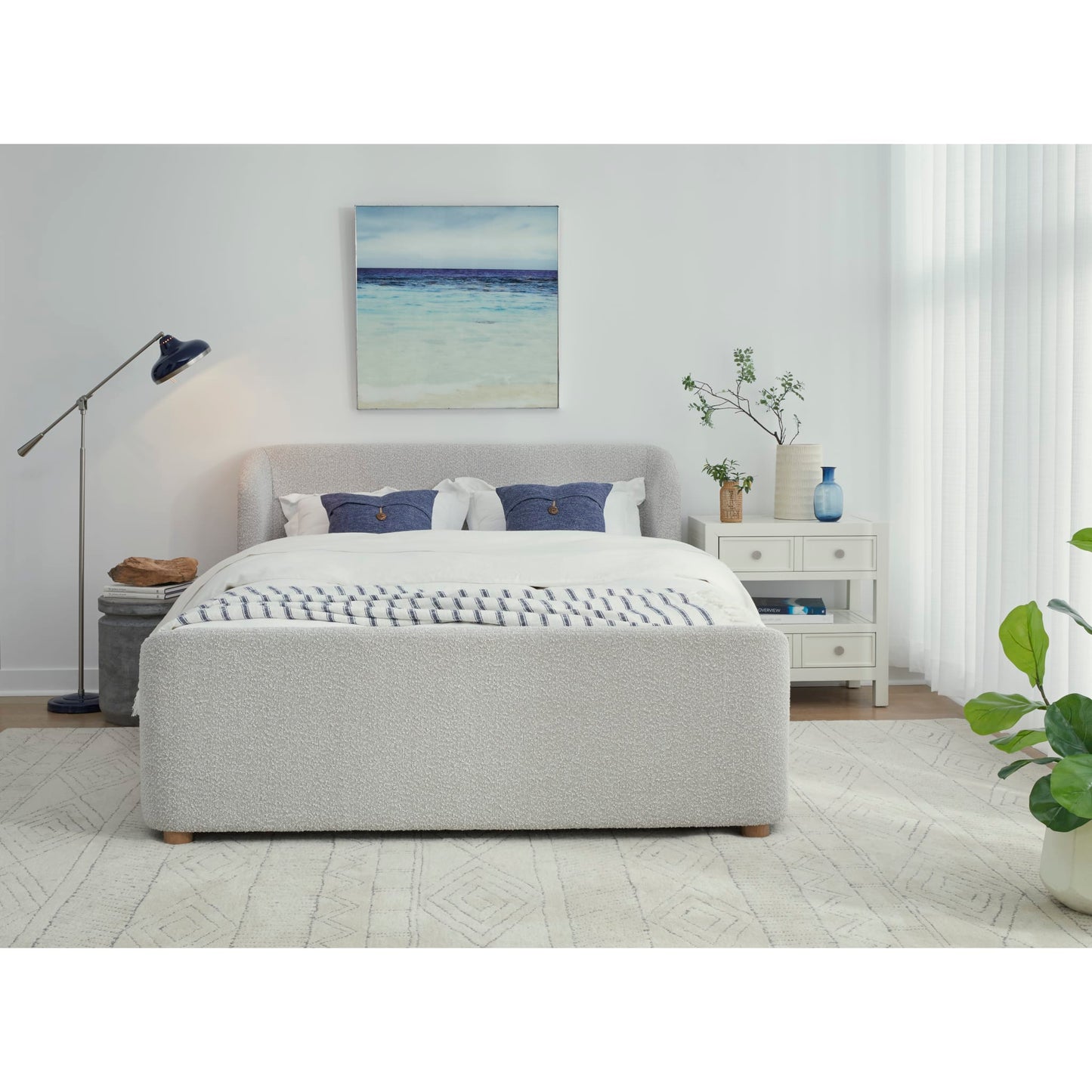 Modus Kiki Upholstered Platform Bed in Cotton Ball Boucle