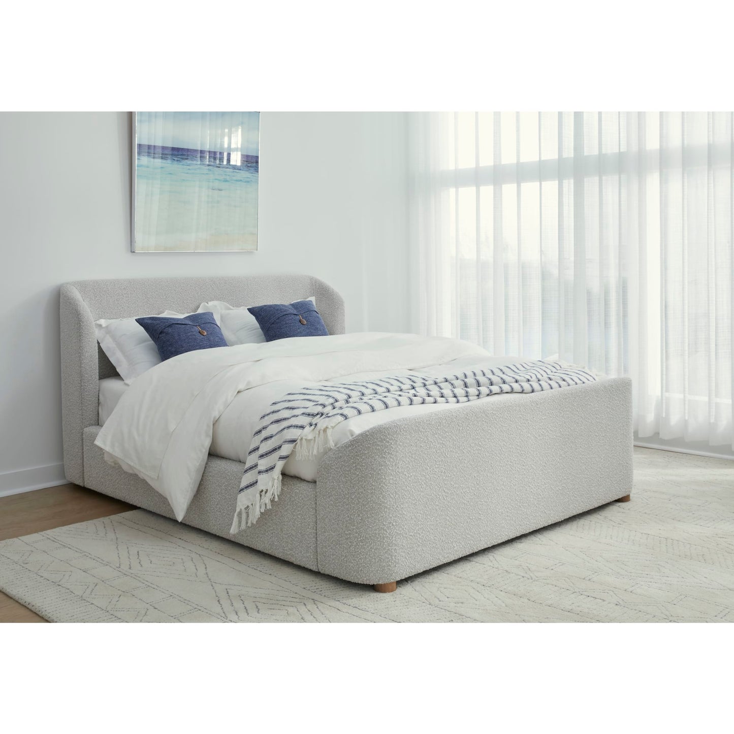 Modus Kiki Upholstered Platform Bed in Cotton Ball Boucle