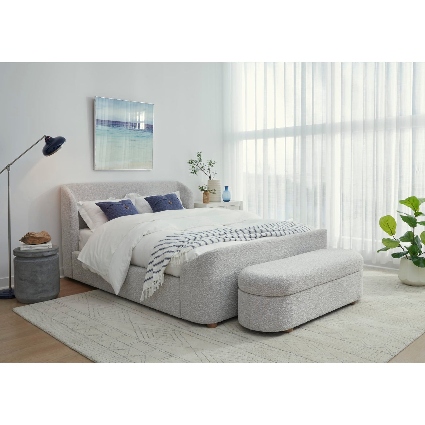Modus Kiki Upholstered Platform Bed in Cotton Ball Boucle