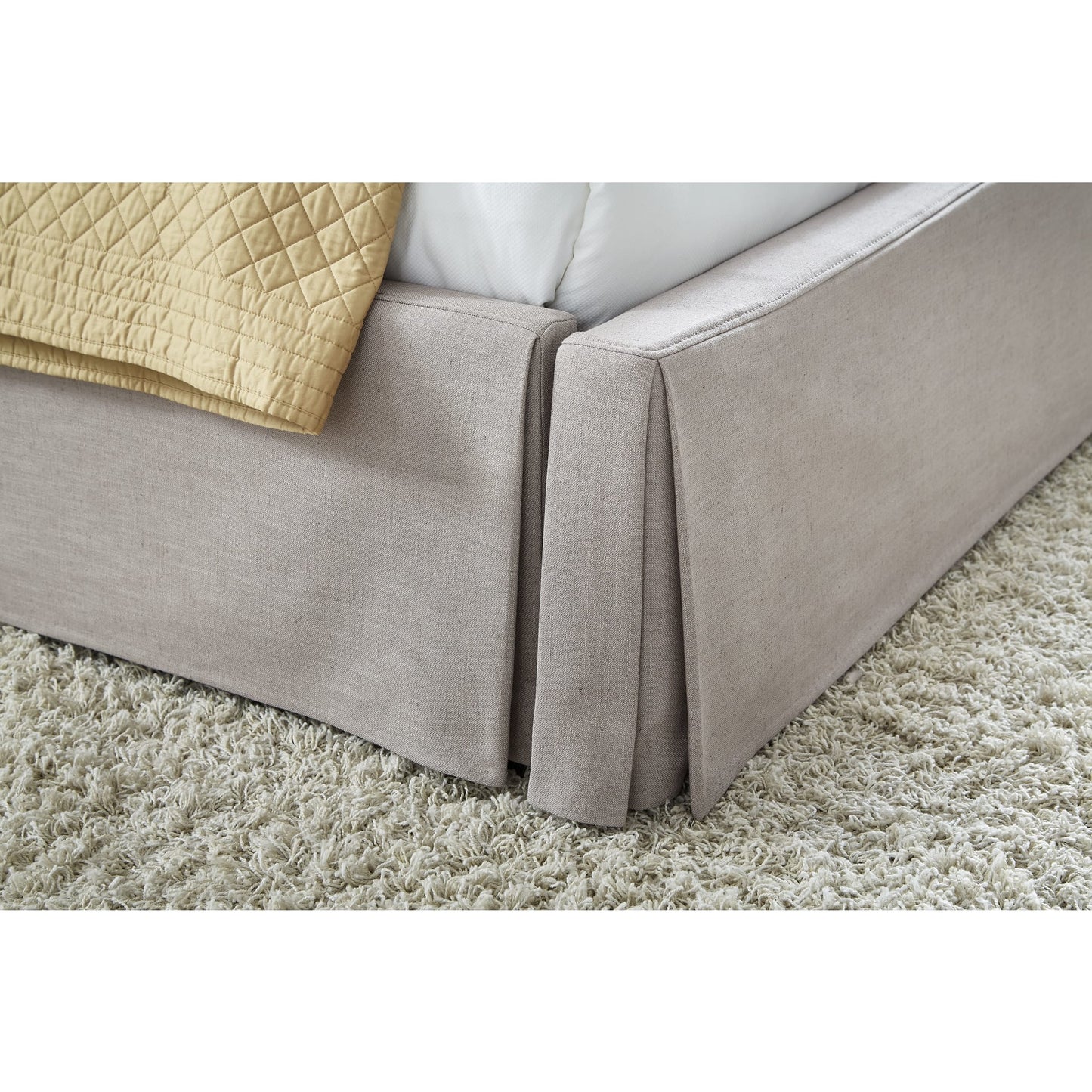 Modus Laurel Upholstered Skirted Storage Panel Bed in Wheat