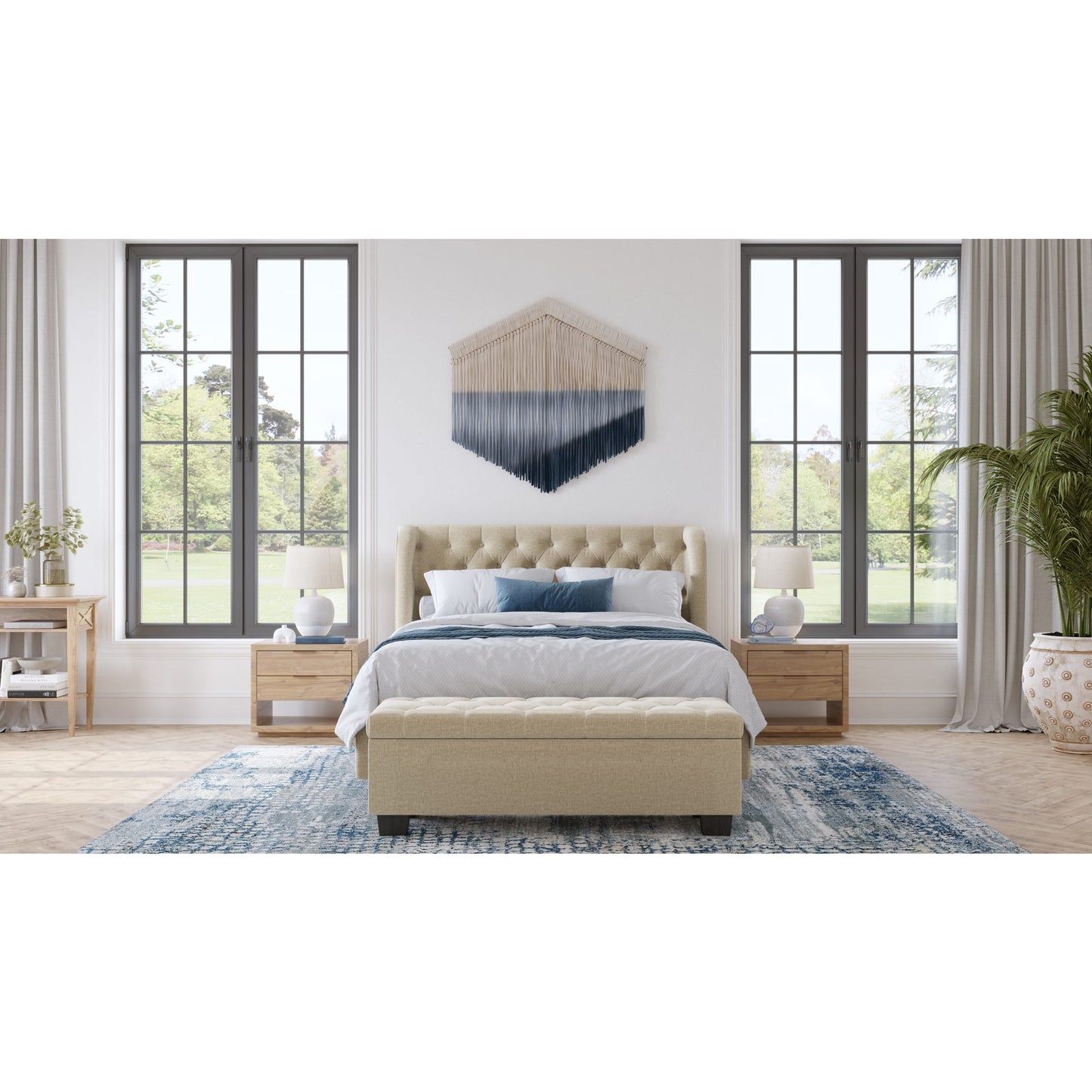 Modus Levi Tufted Storage Bench in Toast Linen