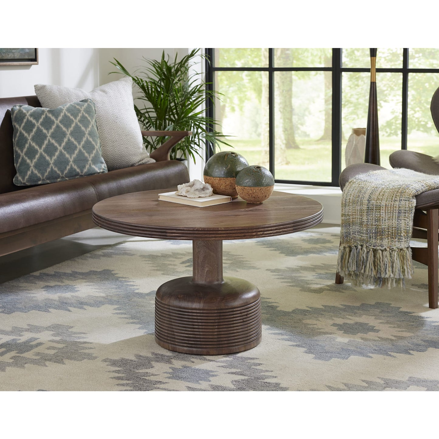 Modus Modus Liyana Solid Wood Round Coffee Table in Natural Tan