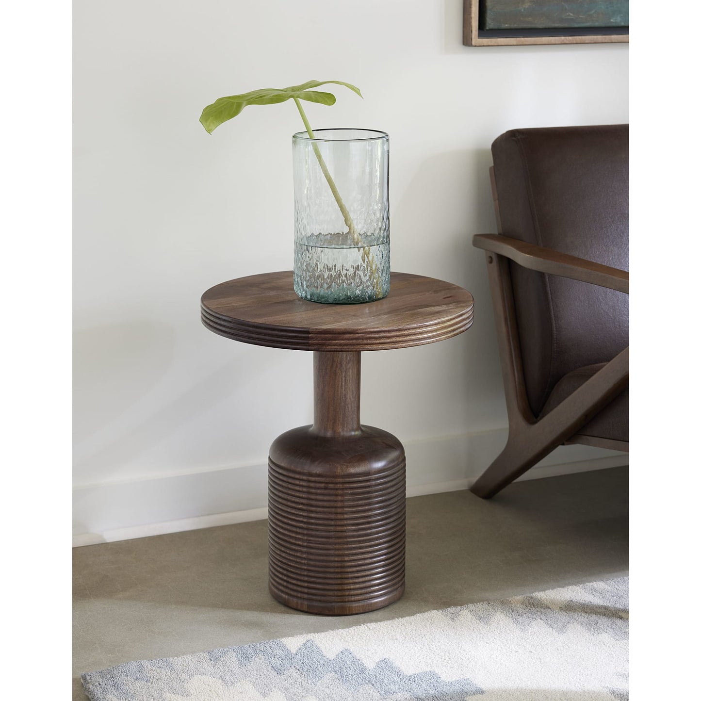 Modus Liyana Solid Wood Round End Table in Natural Tan