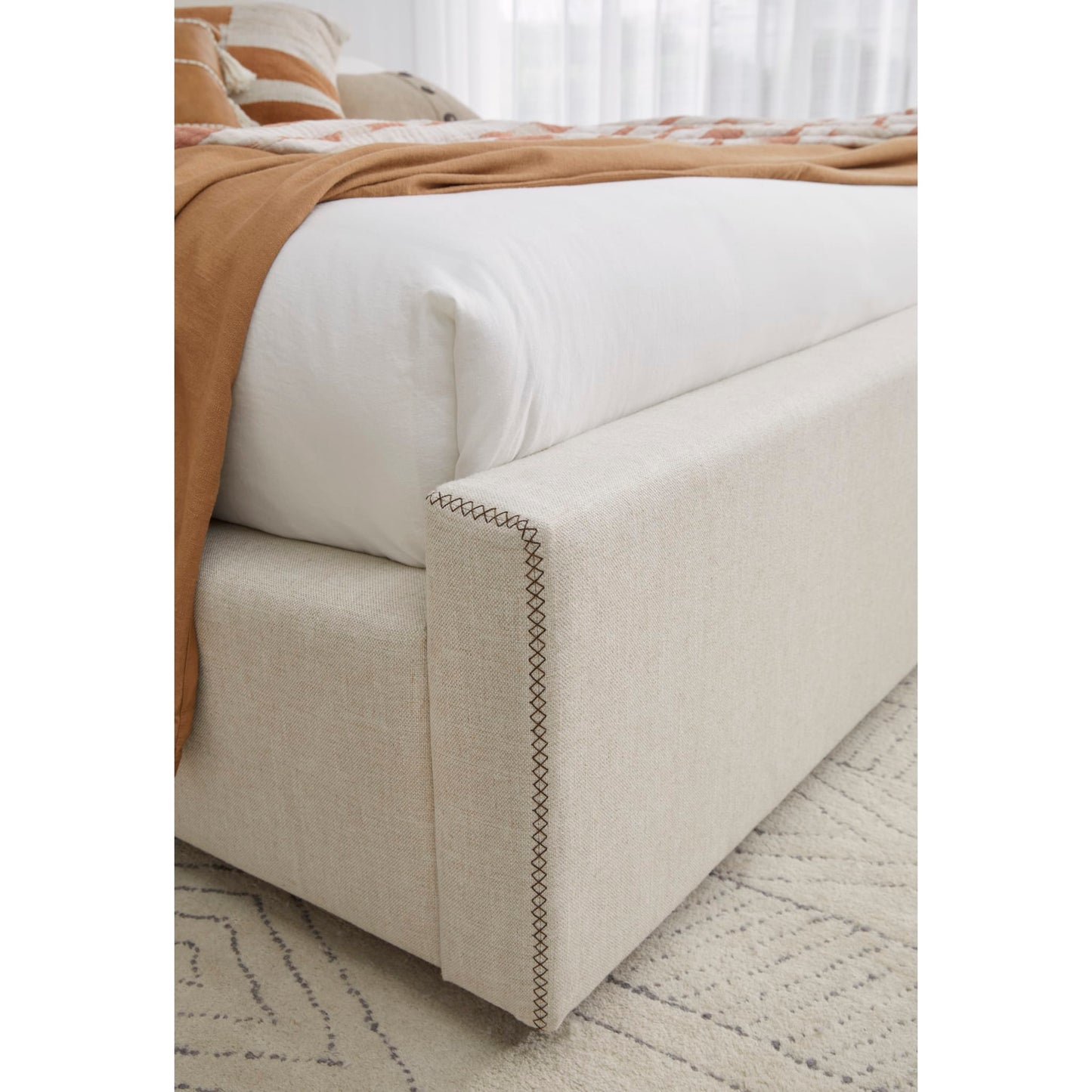 Modus Louis Upholstered Platform Bed in Natural Linen