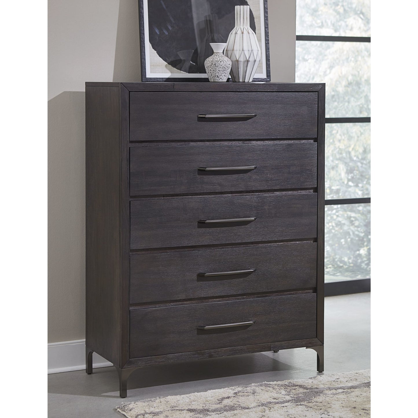 Modus Modus Modus Lucerne Five-Drawer Metal Leg Chest in Vintage Coffee