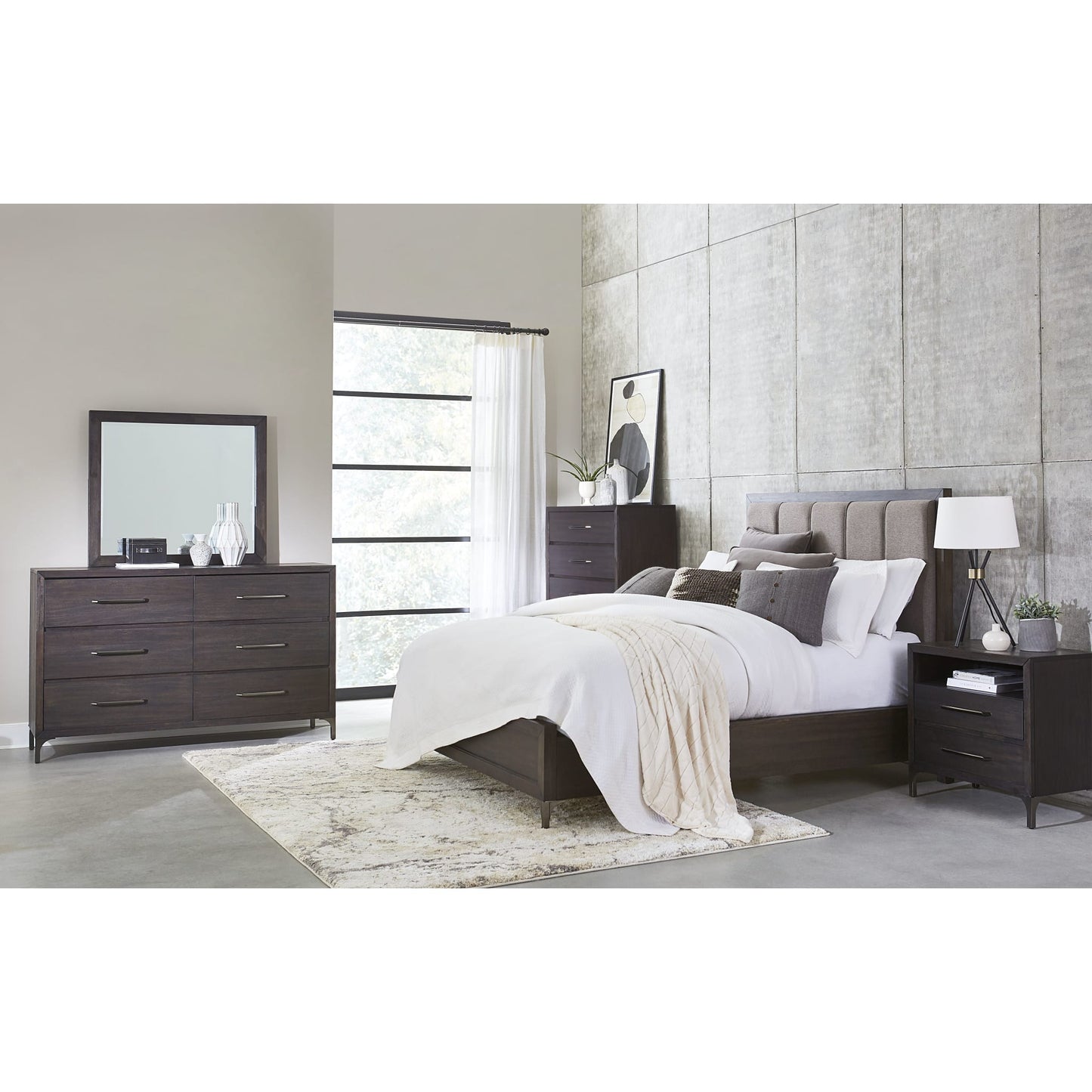 Modus Lucerne Six-Drawer Metal Leg Dresser in Vintage Coffee