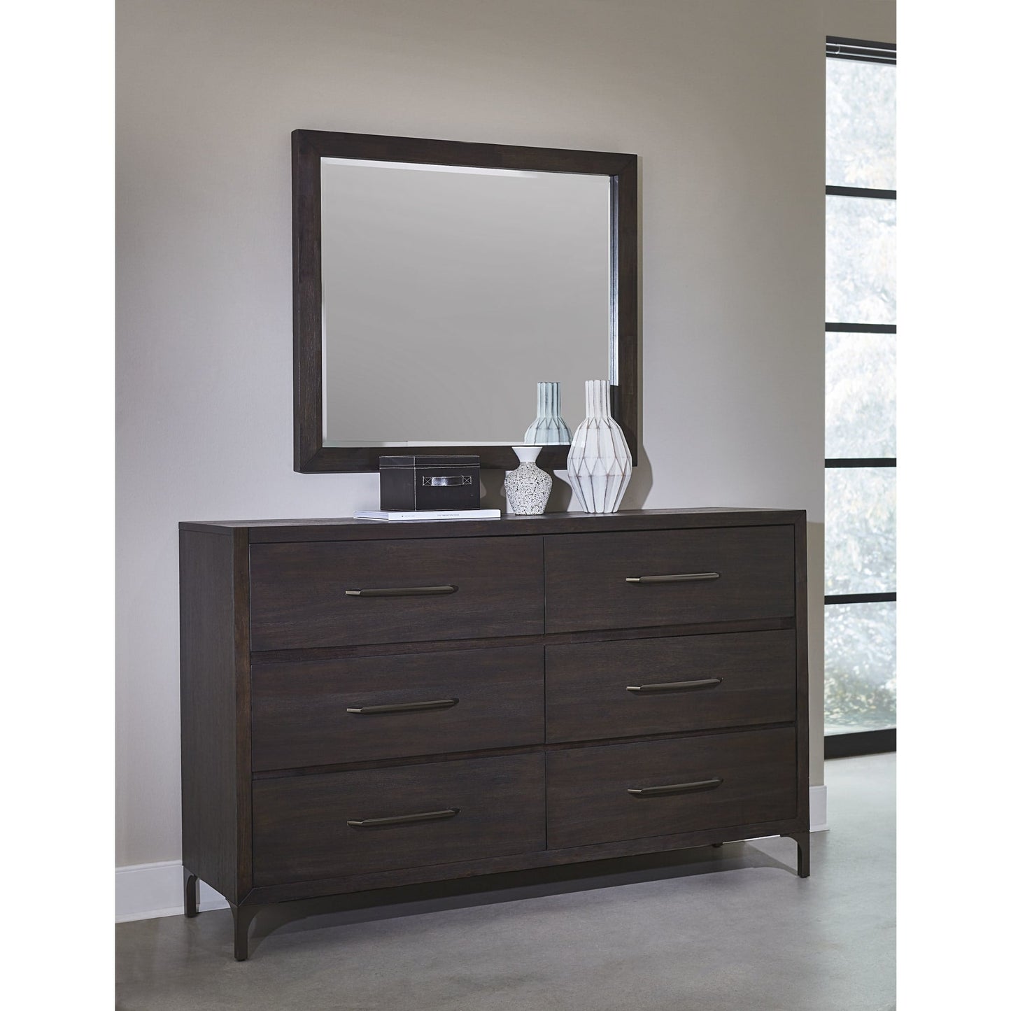 Modus Lucerne Six-Drawer Metal Leg Dresser in Vintage Coffee
