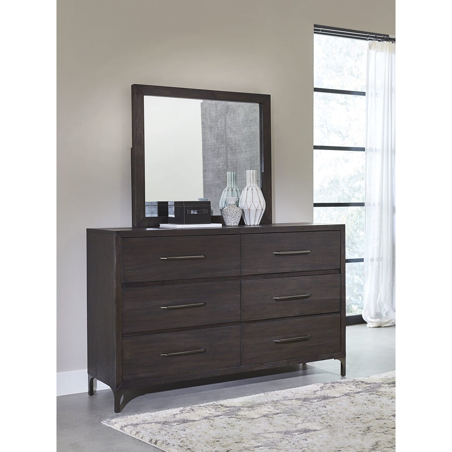 Modus Lucerne Six-Drawer Metal Leg Dresser in Vintage Coffee