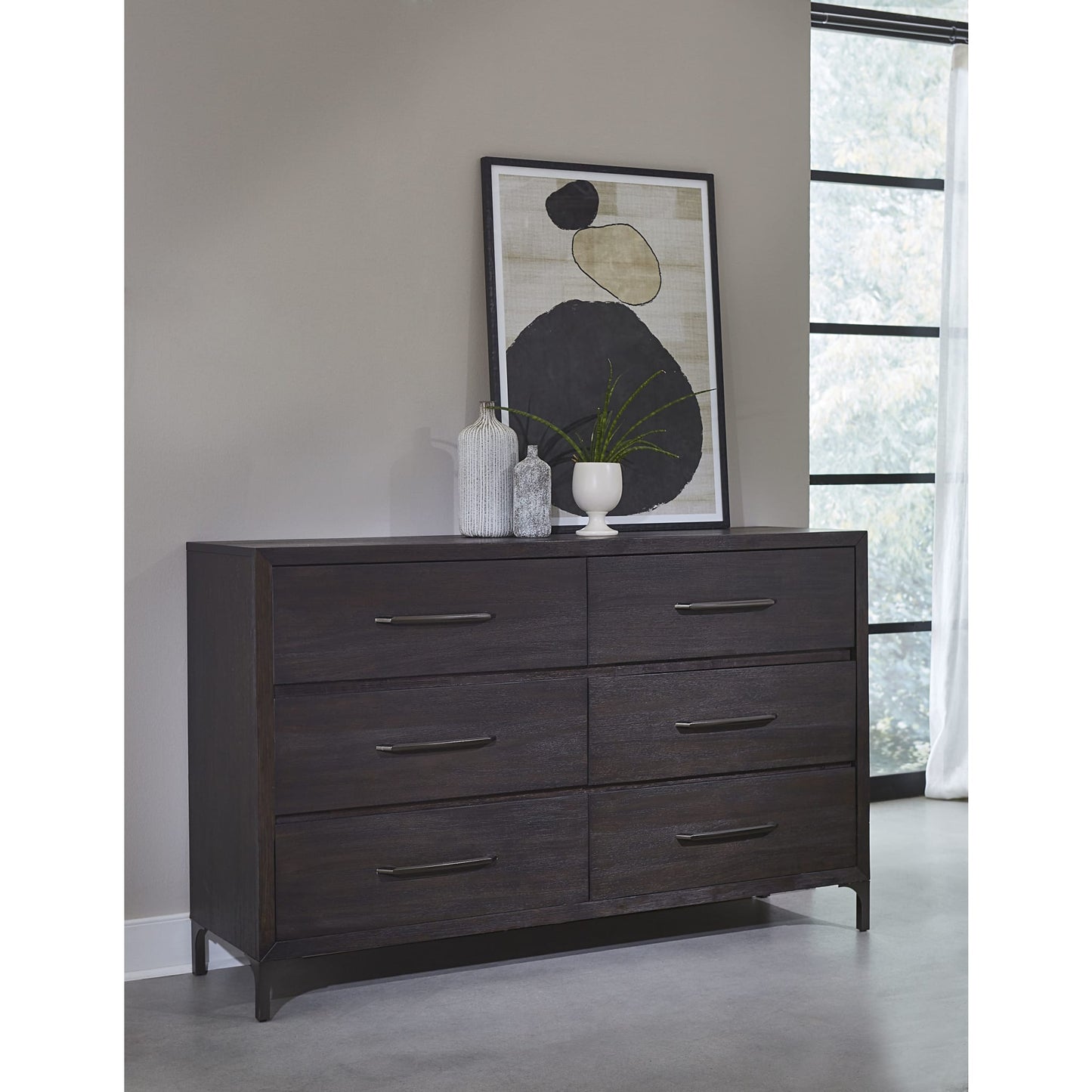 Modus Lucerne Six-Drawer Metal Leg Dresser in Vintage Coffee