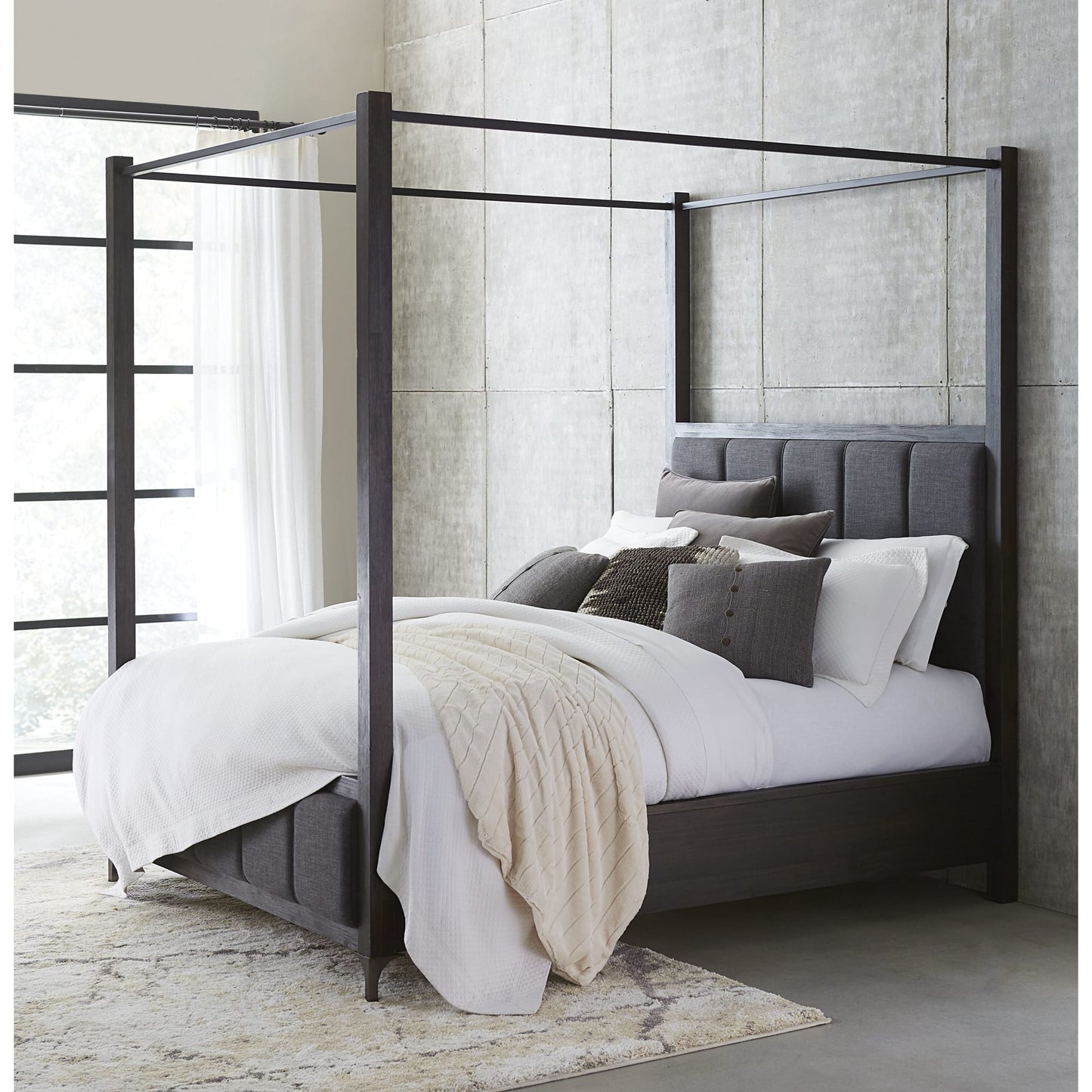 Modus Lucerne Upholstered Canopy Bed in Vintage Coffee