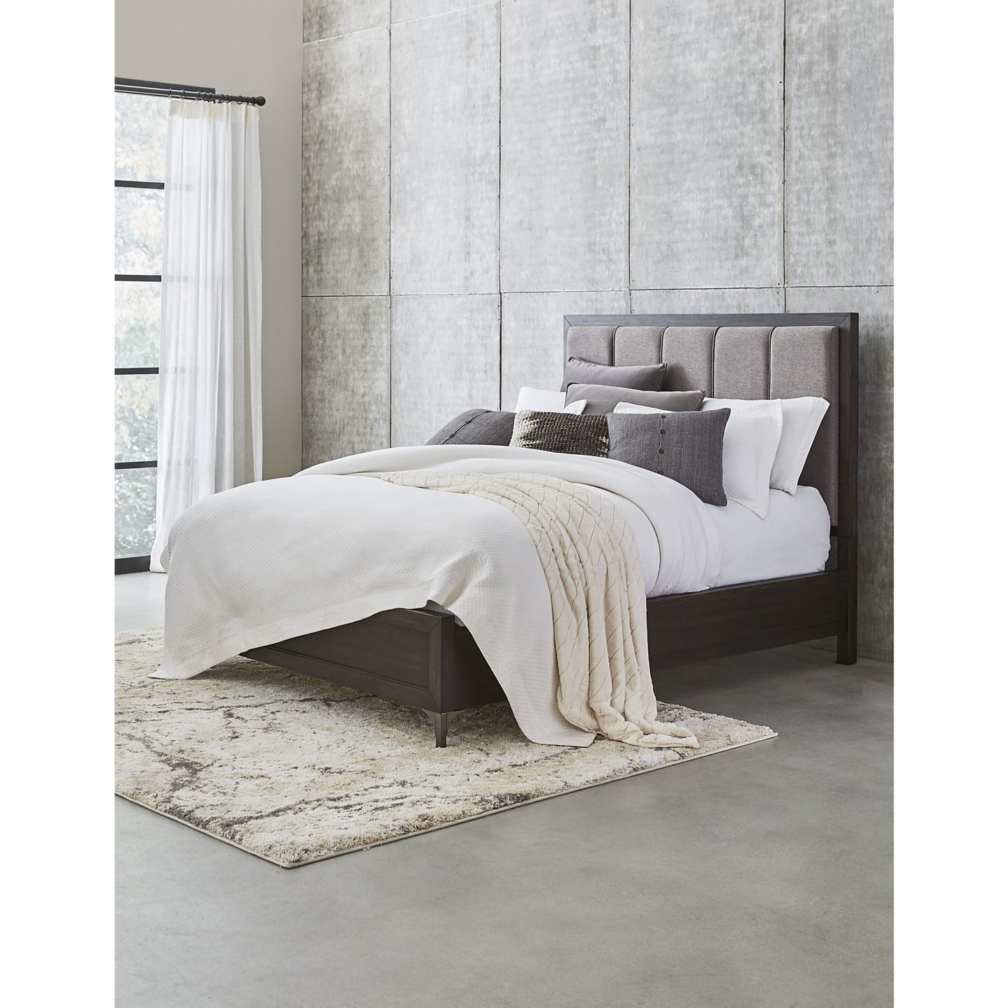 Modus Lucerne Upholstered Panel Bed in Vintage Coffee